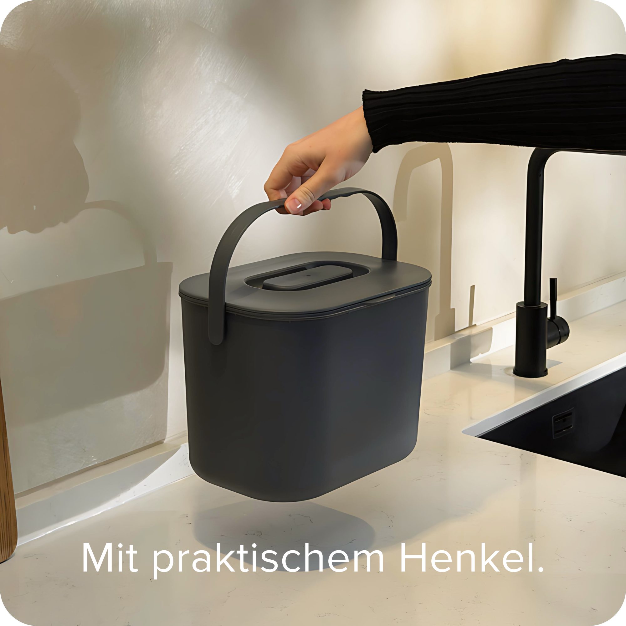 blackswedenhome. Biomülleimer Biomülleimer Küche - 7L - Design Komposteimer mit Innensieb, Geruchsdicht, Modernes Design – Bild 5 von 5