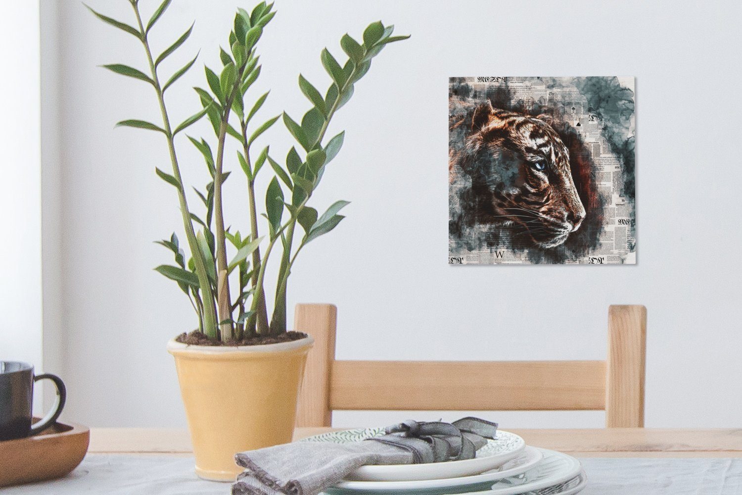 Bilder - Tiger (1 Kunst, Zeitung Leinwand OneMillionCanvasses® St), Wohnzimmer - Leinwandbild für Schlafzimmer