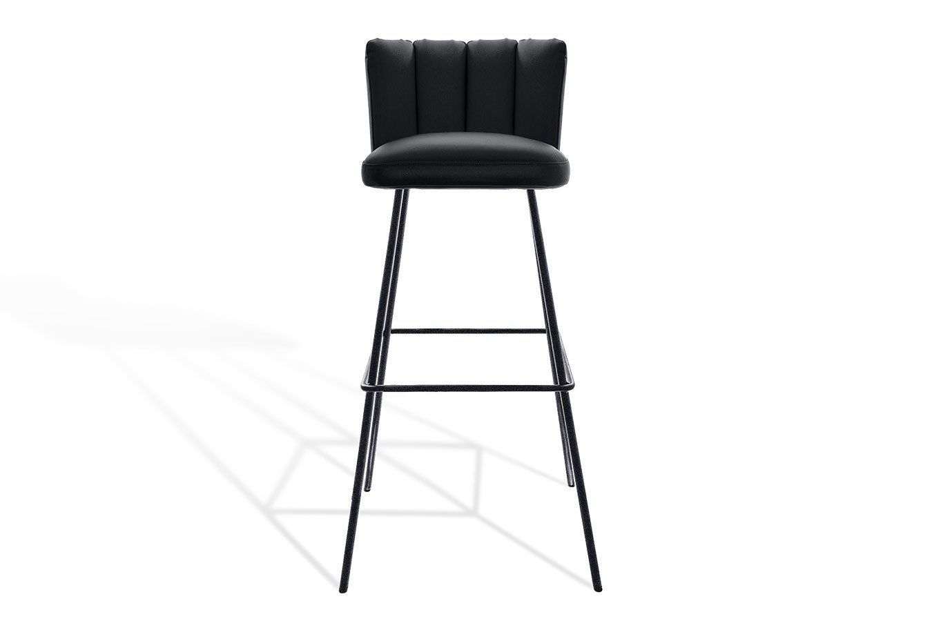 KFF Esszimmerstuhl Barhocker Gaia Leder schwarz H 82 cm