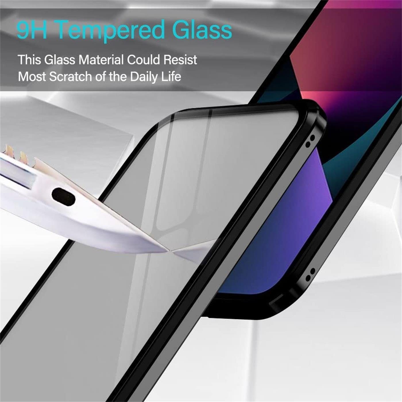 CoolGadget Handyhülle Metall Magnet Handy Case für Apple iPhone 15 Pro Max 6,7 Zoll, Hülle 360 Grad Schutz Cover Gehärtetes Glas für iPhone 15 Pro Max – Bild 4 von 5