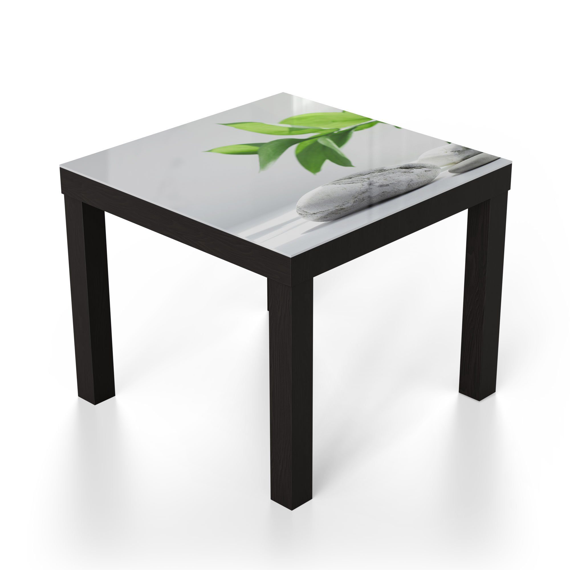 'Wellnesssteine Beistelltisch Glastisch Couchtisch modern mit DEQORI Grün', Schwarz Glas