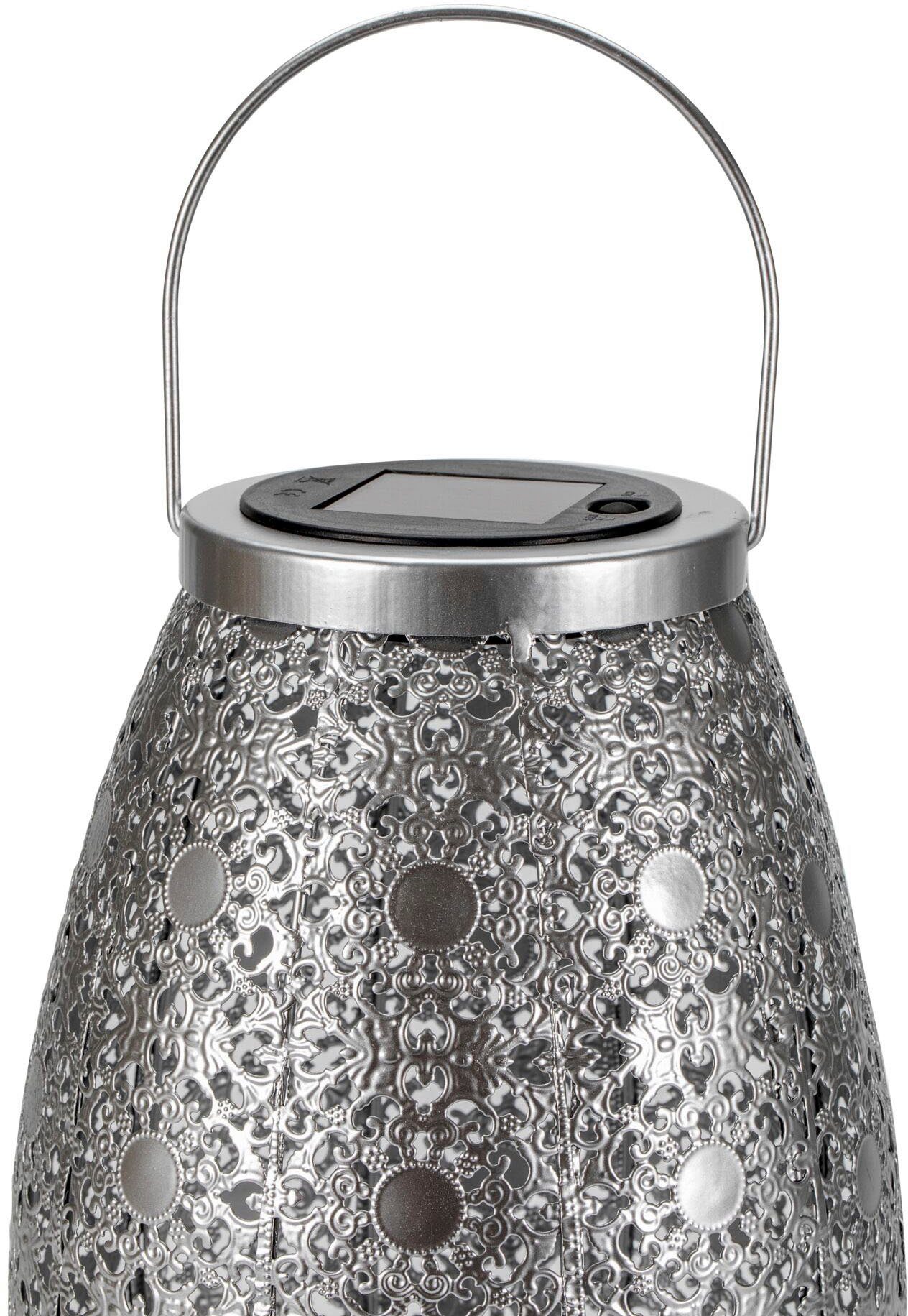 Pauleen LED Laterne Sunshine Tempation klein Solarlaterne Silber/Metall, LED fest integriert, Warmweiß, Solar