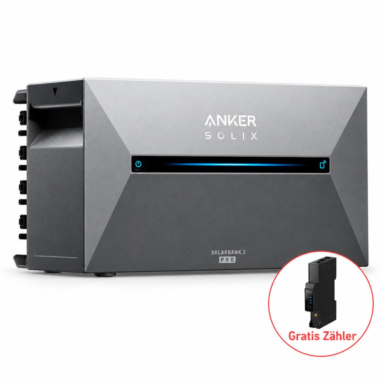 Anker Balkonkraftwerk SOLIX Solarbank 2 E1600 Pro Speicher+Smart Meter+0/1/2/3 BP1600, 800 W, (Set, 1600Wh All-in-One Stromspeicher inkl. Smart Meter), IP65, Stromspeicher, LiFePO4