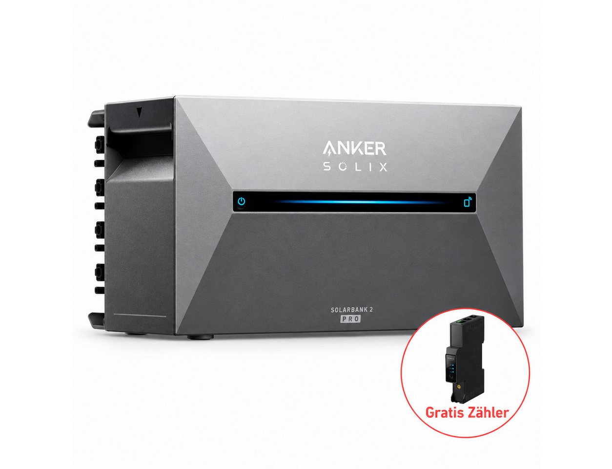 Anker Balkonkraftwerk SOLIX Solarbank 2 E1600 Pro Speicher+Smart Meter+0/1/2/3 BP1600, 800 W, (Set, 1600Wh All-in-One Stromspeicher inkl. Smart Meter), IP65, Stromspeicher, LiFePO4