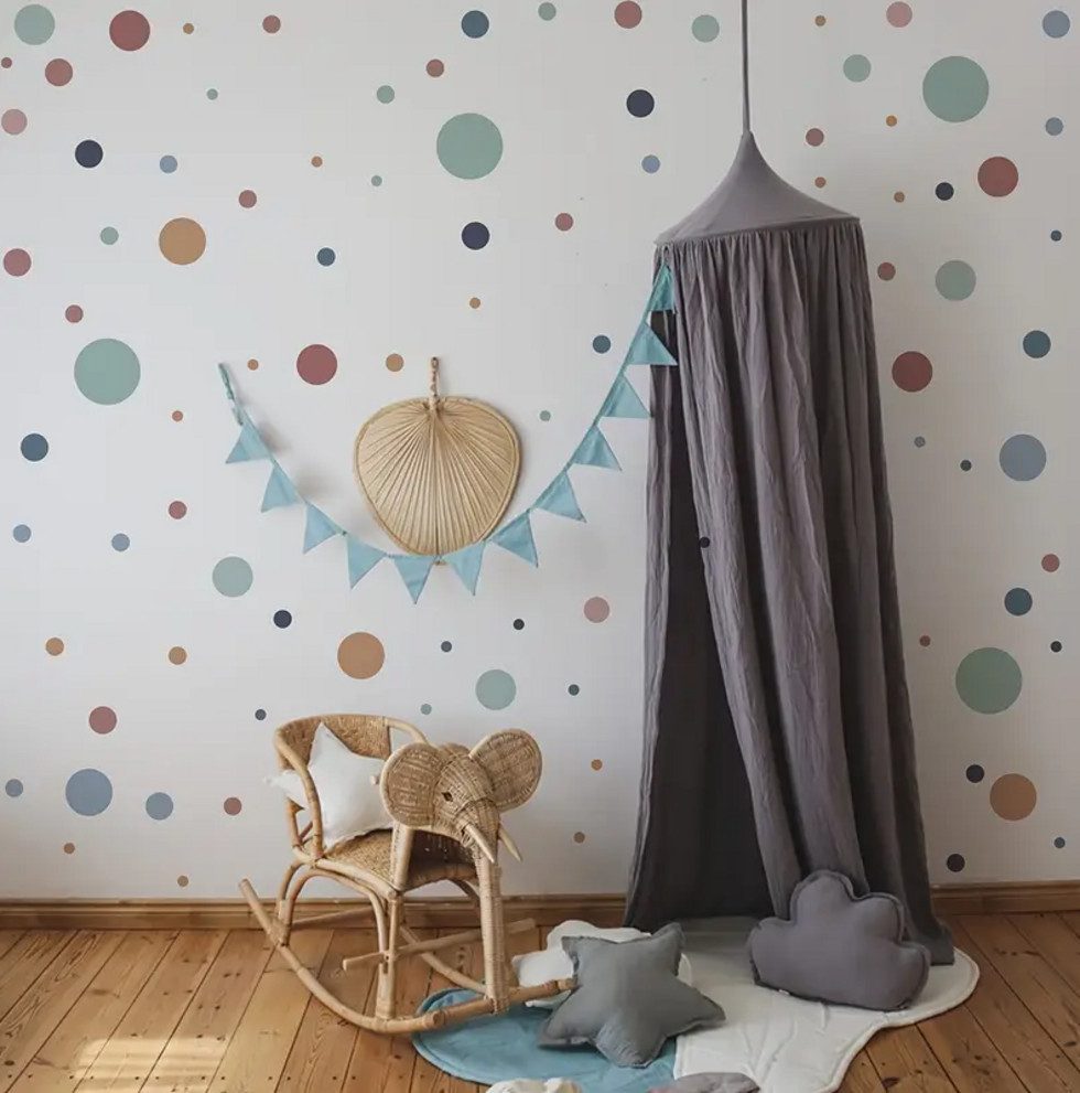 Montegoni Wandsticker Polka Dot Wandsticker 140 Kreise Selbstklebend Wanddeko Punkte (Wandaufkleber-Set, 4 Bögen mit gepunkteten Wandaufklebern), Selbstklebend, – Bild 4 von 5