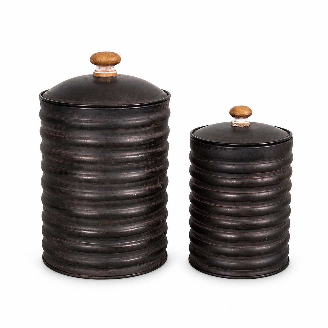 AnticLine Aufbewahrungsdose Antik Line Aufbewahrungsdosen 2er-Set Metall mit Deckel Vintage-Stil (Set besteht aus 2 verschieden großen Dosen)
