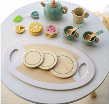 Fivejoy Kinder-Küchenset Teeservice Kinderküche Zubehör, Tee Set Holzspielzeug, (Teeparty Spielküche Rollenspiele), Küchenspiele Holz, Geschenk für Kinder Mädchen Jungen