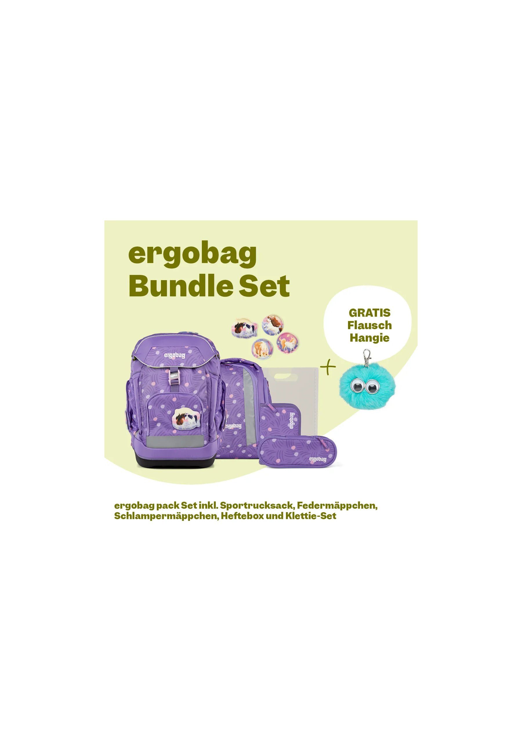 ergobag Schulranzen pack Set Bundle (7-tlg., 7-teiliges Set), größenverstellbares Rückensystem