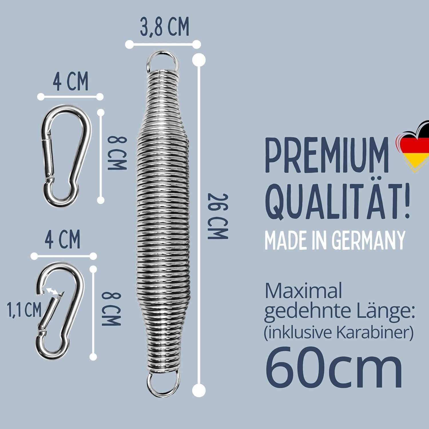 riijk Babywippe Schwingfeder Set für die Federwiege Baby, Made in Germany Speziell für die Baby Federwiege inkl. 2 Karabiner