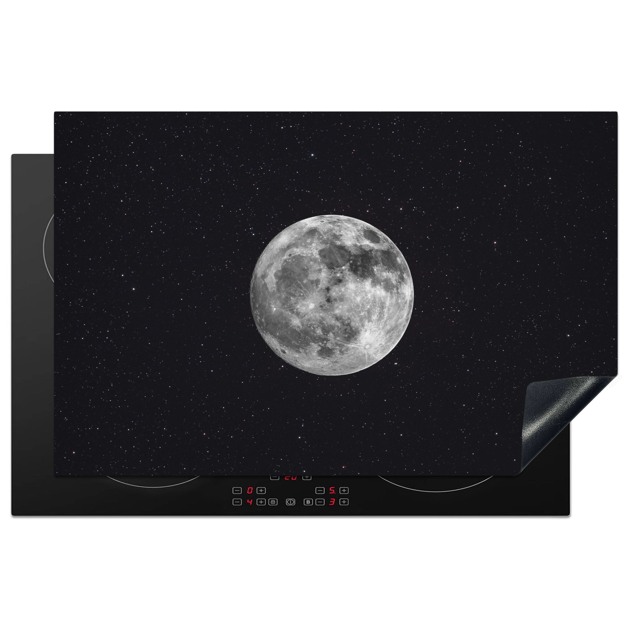 MuchoWow Herdblende-/Abdeckplatte Mond - Sterne - Mondlicht, Vinyl, (1 tlg), 81x52 cm, Induktionskochfeld Schutz für die küche, Ceranfeldabdeckung