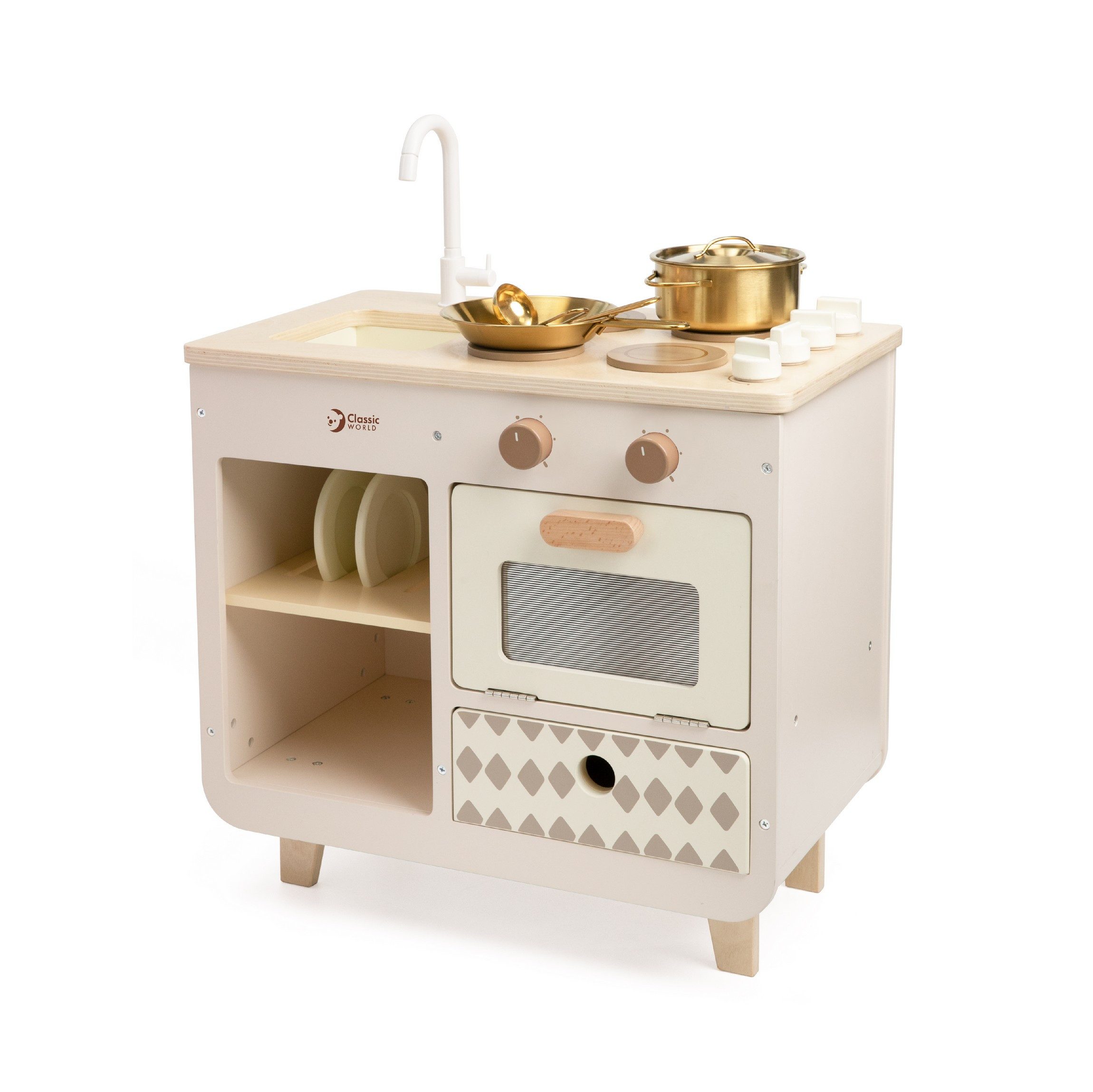 Classic World Spielküche Classic World - Kinderküche Leisure - 50x31x63,6 cm - 3Y+ Schichtholz, Teebaumholz, MDF, aus Holz