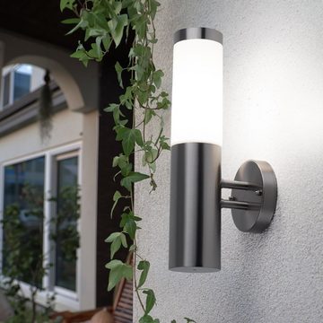 etc-shop LED Wandstrahler, Leuchtmittel inklusive, Kaltweiß, Warmweiß, Neutralweiß, Tageslichtweiß, Farbwechsel, Wand Außen Leuchte Edelstahl Garten Alexa Lampe steuerbar per Handy