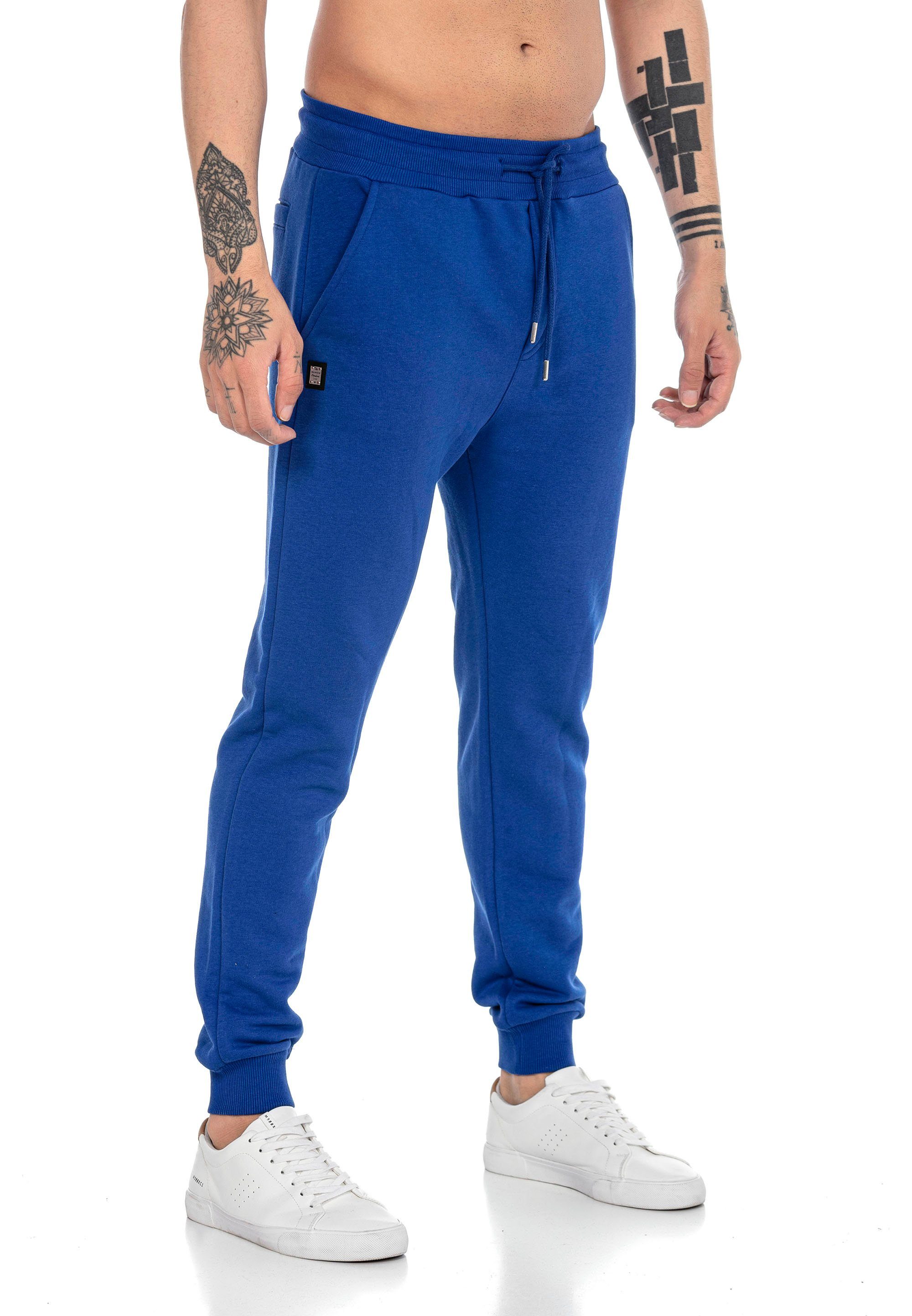 elastischer Jogger Saxeblau Quality Bund mit High Jogginghose Brandlogo RedBridge