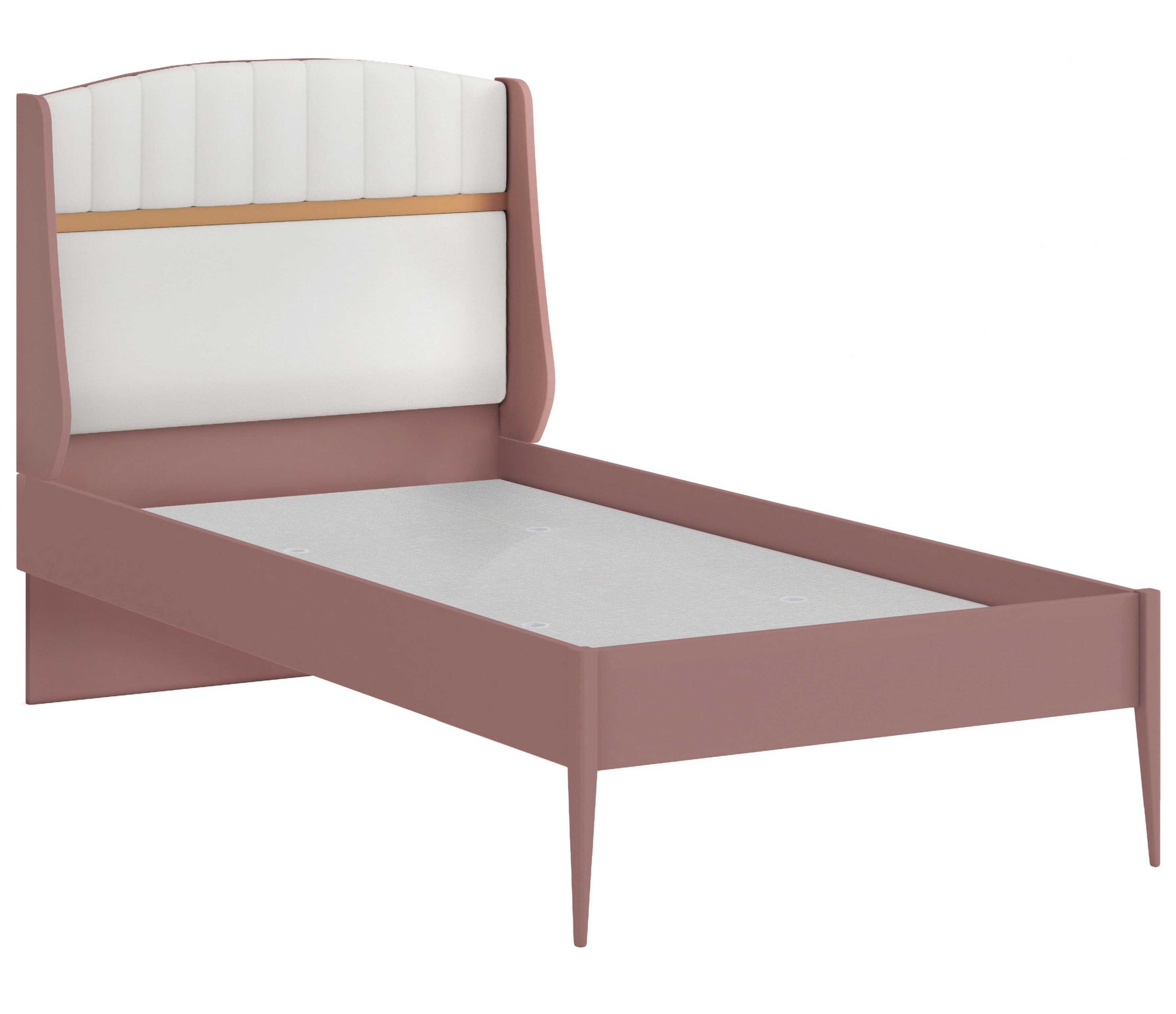 Möbel-Zeit Jugendbett DREAM 120x200 cm – Puderrosa/Cremeweiß – Gepolstertes Kopfteil