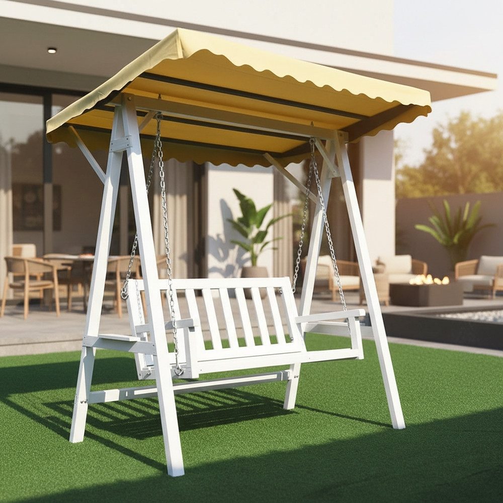 Melko Hollywoodschaukel Hollywoodschaukel Gartenschaukel Hängeschaukel mit Dach Schaukelbank, 2-Sitzer, Stück, Premium-Schaukel, Stabile Kettenaufhängung