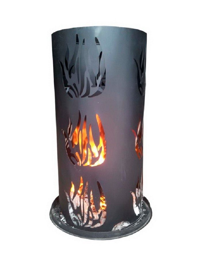 Linder Exclusiv GmbH Feuerstelle Feuersäule Terrassenofen Gartenkamin Feuerstelle, (Lagerfeuer, Brennstelle), aus Stahl, rustikal, 80 cm hoch