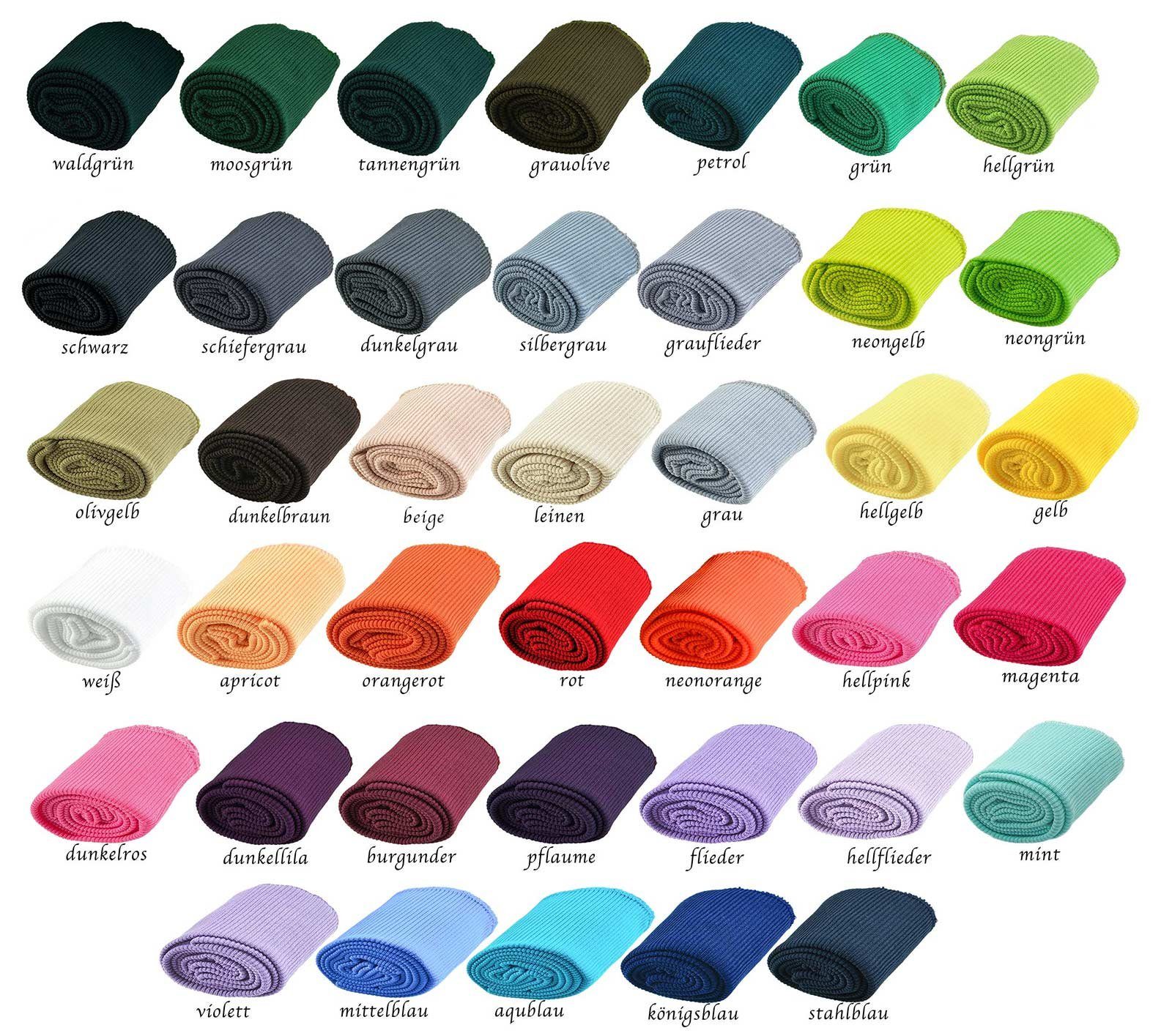 maDDma Stoff Strickbündchen Set 3-teilig, Taillen- u Ärmelbündchen elastisch, mittelblau