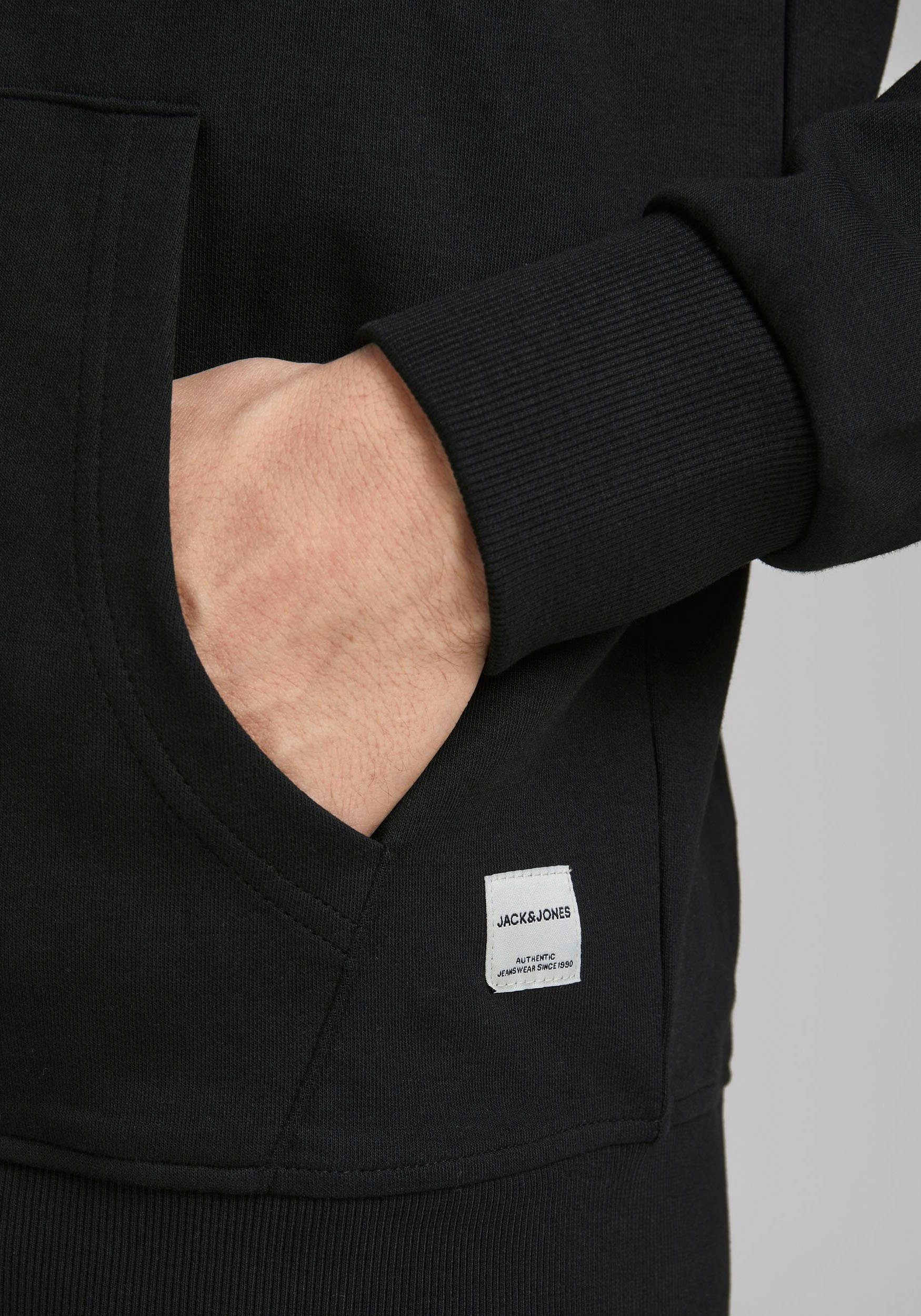 Jack & Jones Kapuzensweatjacke JJEBASIC Hoodie mit Rippbündchen und angenehmem Tragegefühl unifarben, modisch, regular fit, Baumwollmischung, Rundhals