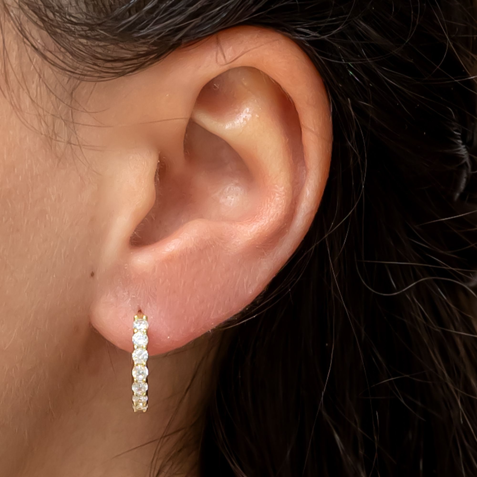 dKeniz Paar Ohrhänger Silber 925 vergoldet mit weißen Zirkonia-Steinen günstig online kaufen