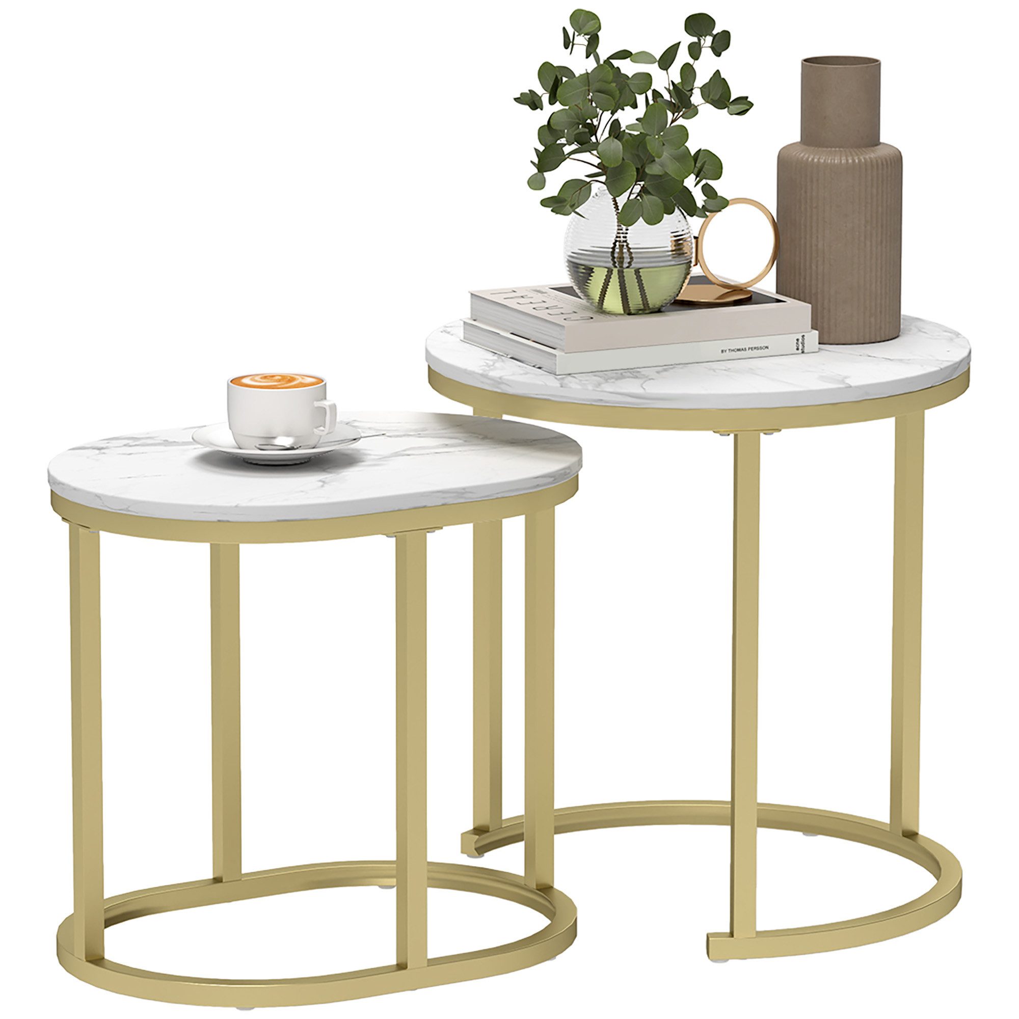 HOMCOM Couchtisch 2er Set Stapelbarer Kaffeetisch günstig online kaufen