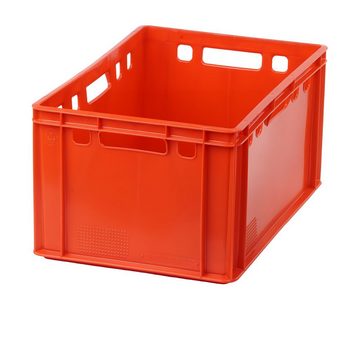 Logiplast Transportbehälter 4 Stück E3-Kisten rot mit Deckel in rot, (Spar-Set, 4 Stück), Lebensmittelecht, leicht zu reinigen, stapelbar
