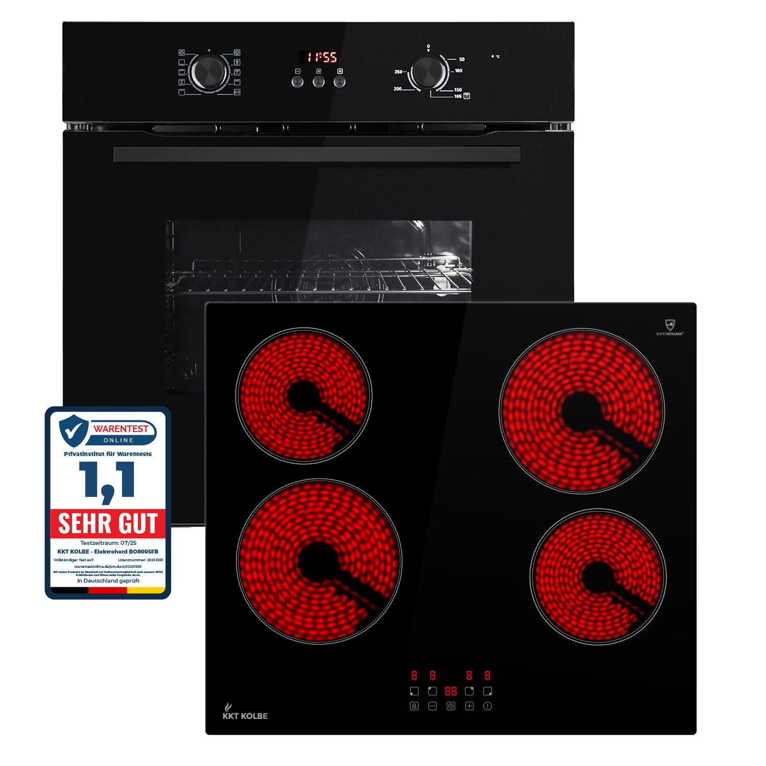 KKT KOLBE Backofen-Set Backofen und Kochfeld SET8005FBCH5900RL, Herdset / Heißluft / Einbauherd / Einbaubackofen / Dualzone