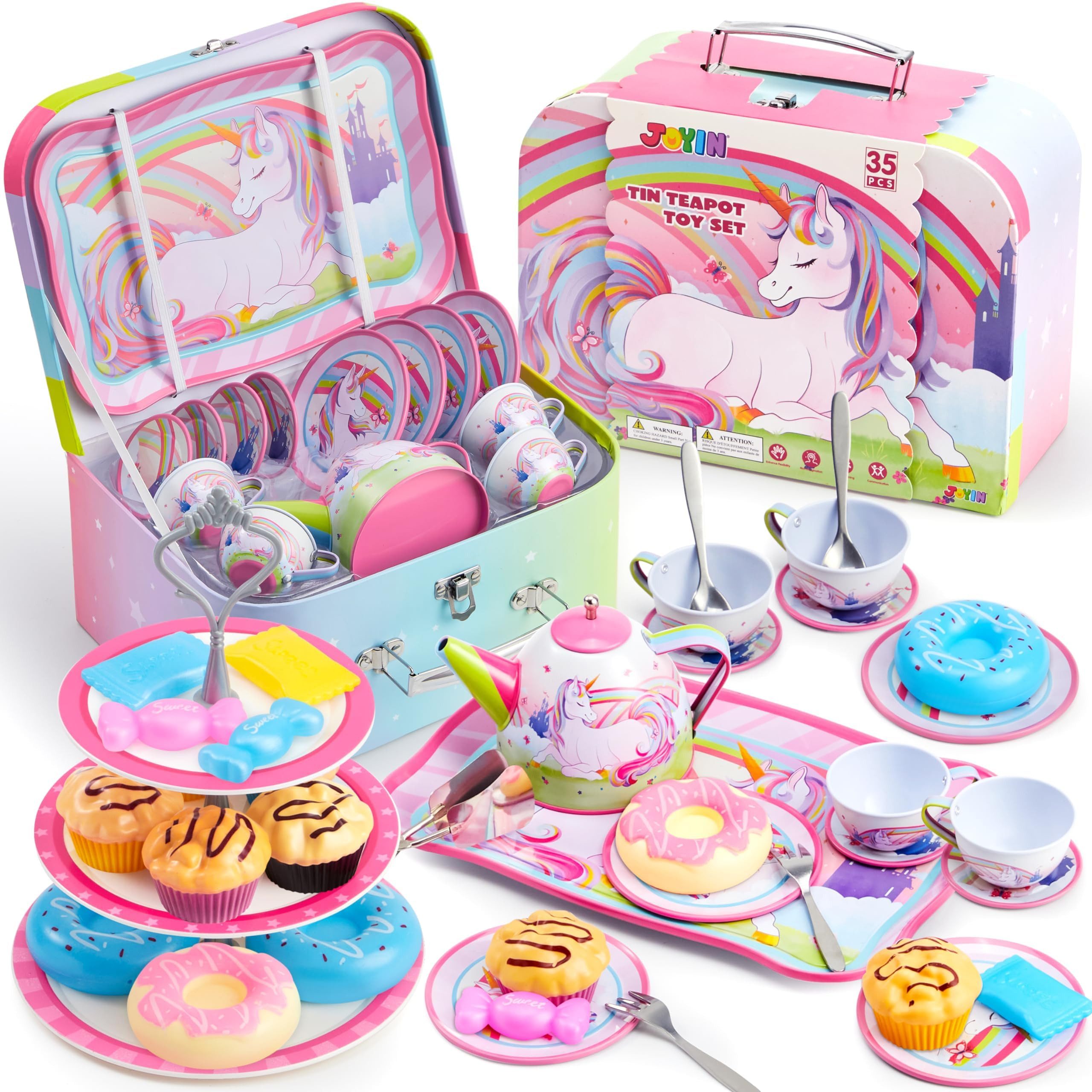 JOYIN Kinder-Wasserkocher JOYIN 35Pcs Teeservice Kinder Einhorn Tee Party Set für Mädchen