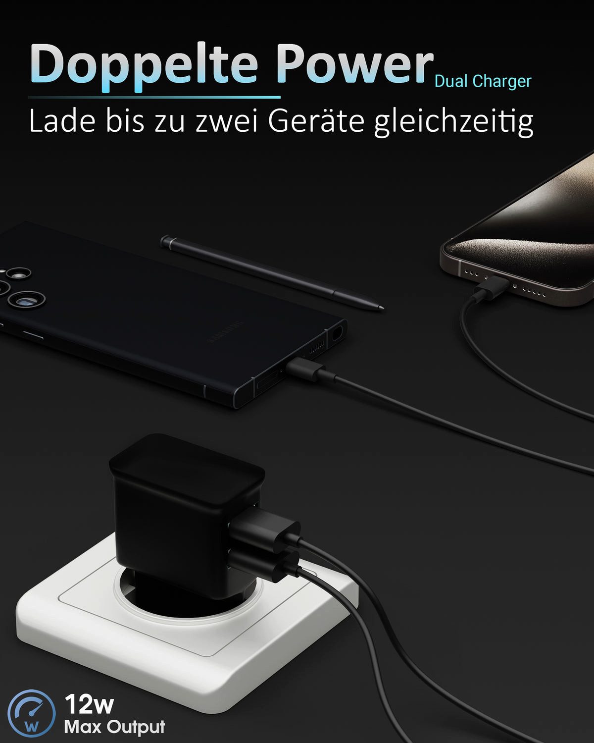 GreenHec USB Netzteil Stecker Ladegerät Adapter Charger Stromstecker Lader Schnelllade-Gerät (50 mA, Spar-Set, USB Dual Charger (2 Stück), für Samsung Apple iPhone Google Xiaomi Huawei Handy Tablet Doppel Dual)