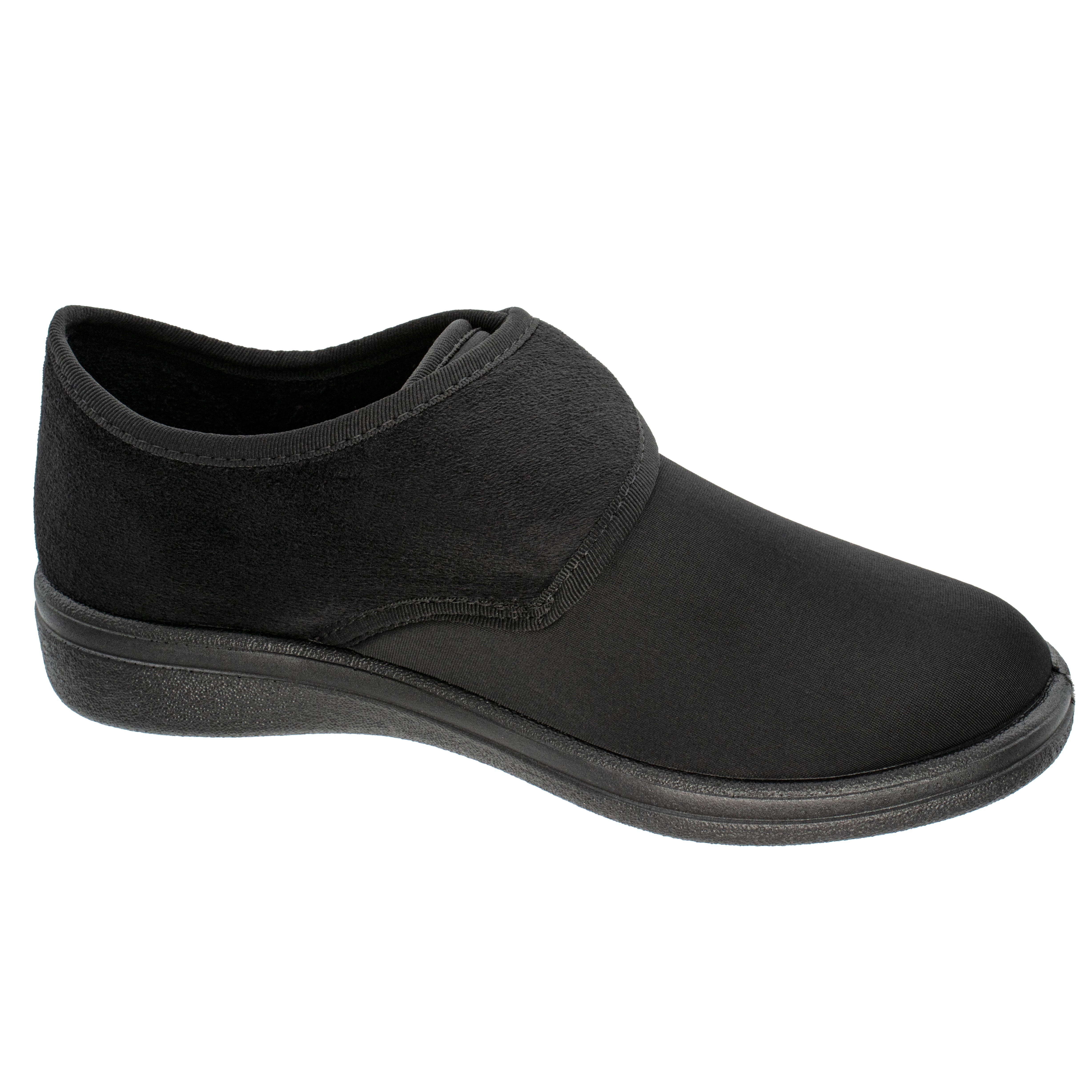 Fischer-Markenschuh Bad Wiessee Hausschuh aus Stretchmaterial, Frotteefutter, Weite L, Einlegesohle herausnehmbar