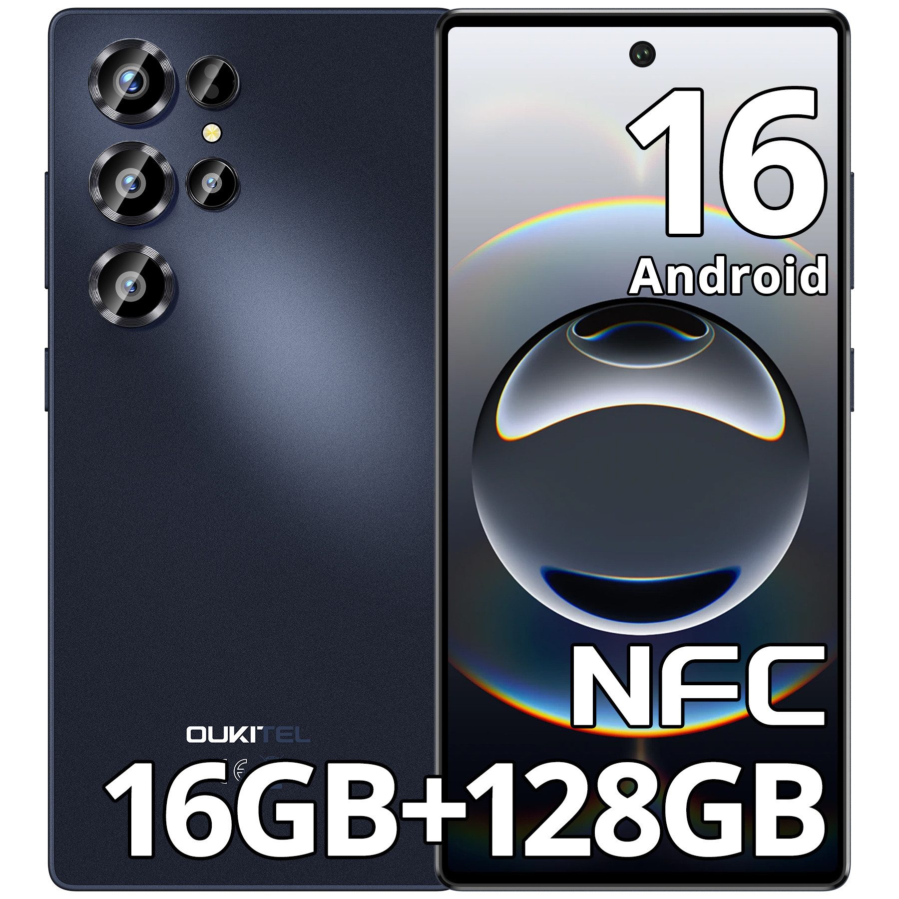 OUKITEL C66 Handy Ohne Vertrag Android 16 Smartphone (17,09 cm/6.73 Zoll, 128 GB Speicherplatz, 64 MP Kamera, 5000mAh, 16(4+12)GB+128GB /1TB, 6.73" HD+ 120Hz, Dual SIM/ OTG/ GPS)
