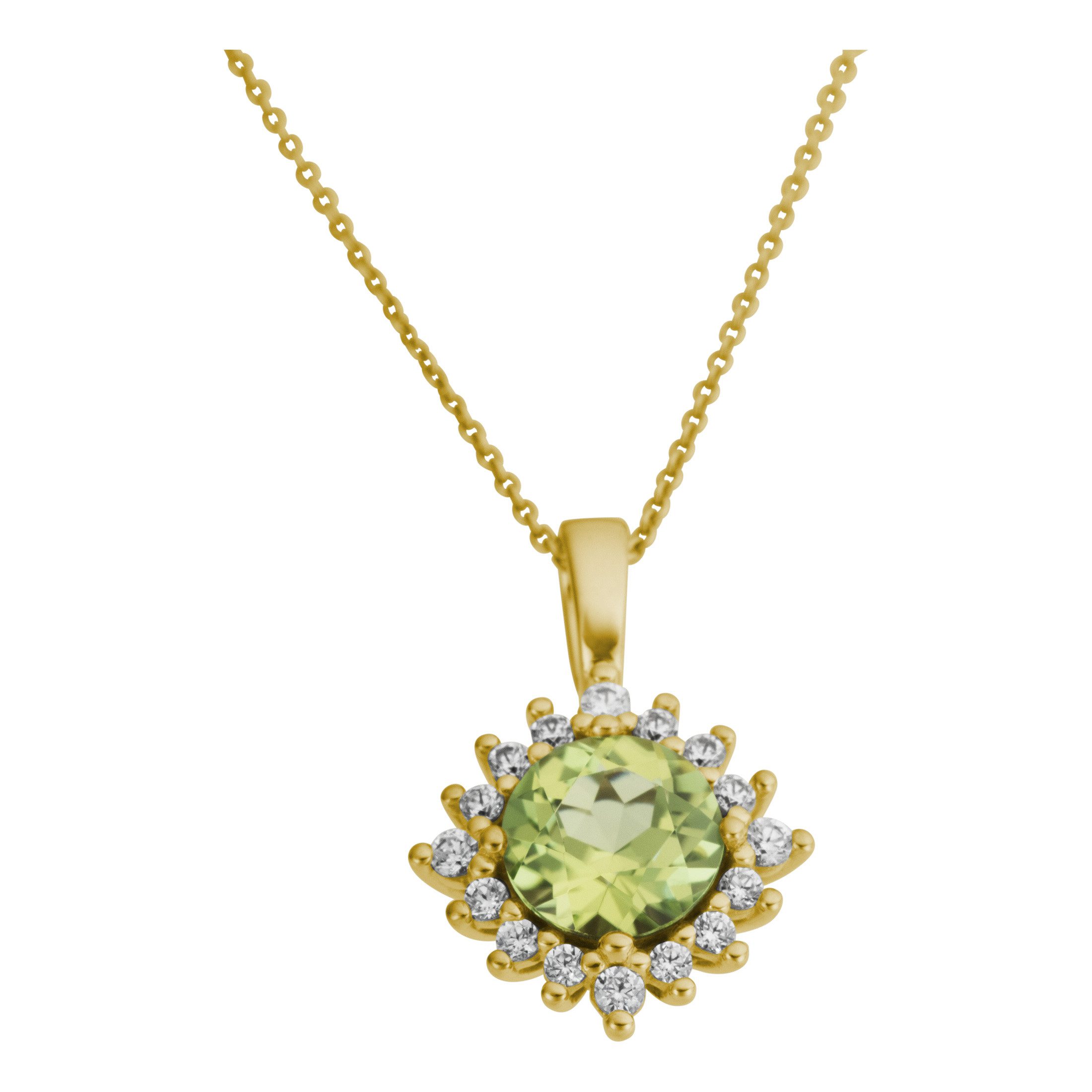 Firetti Kettenanhänger Schmuck Geschenk Gold 333 Halsschmuck Anhänger Blume, mit Peridot - mit Brillanten
