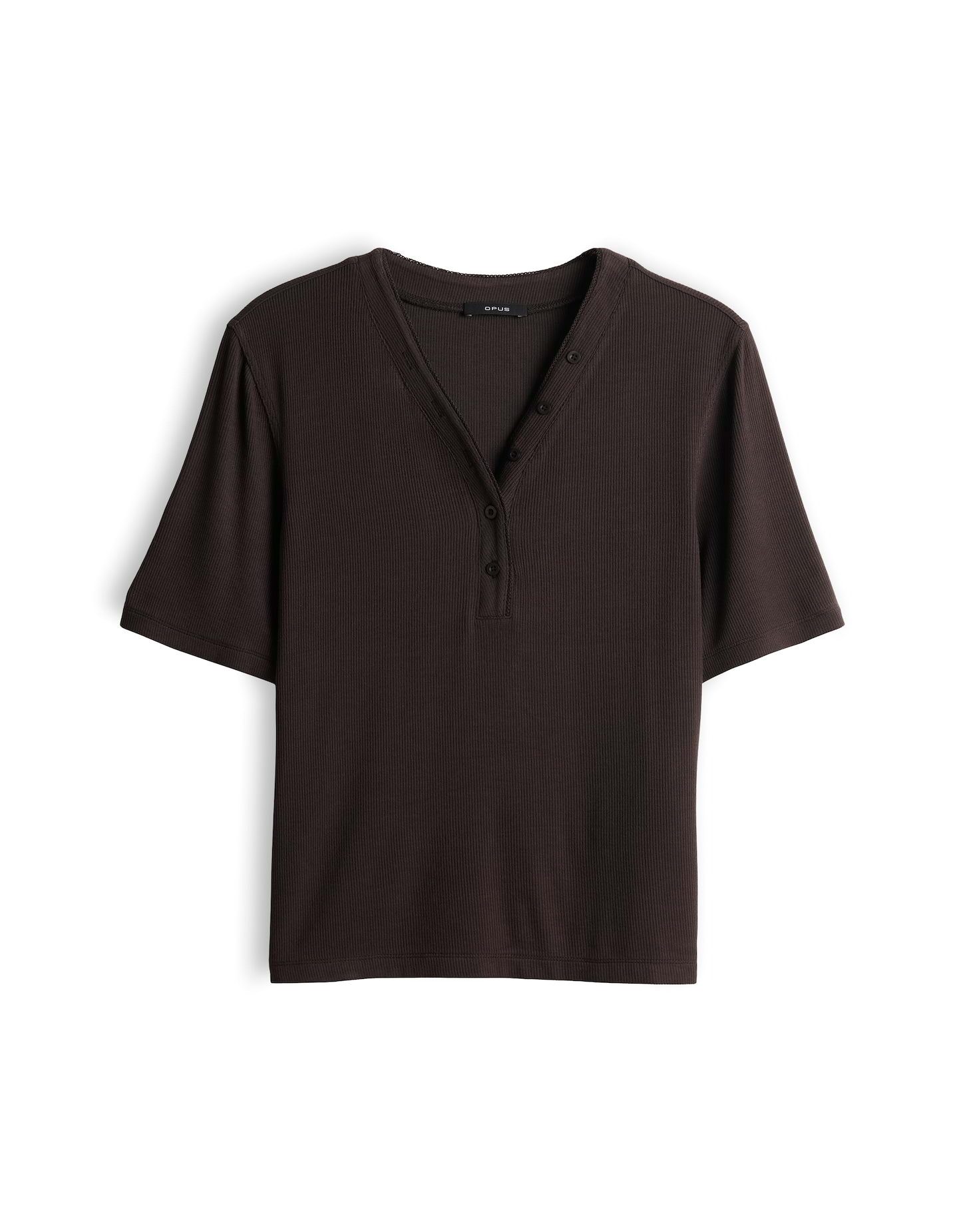 OPUS Kurzarmshirt mit feiner Rippe Femininer Ausschnitt mit leichter Transparenz – Bild 2 von 5