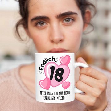 Trendation Tasse Trendation - 18. Geburtstag Tasse Geschenk Mädchen Geschenkidee Lustig Spruch 18 Geschenke Geschenkideen zum 18 Bday 18er