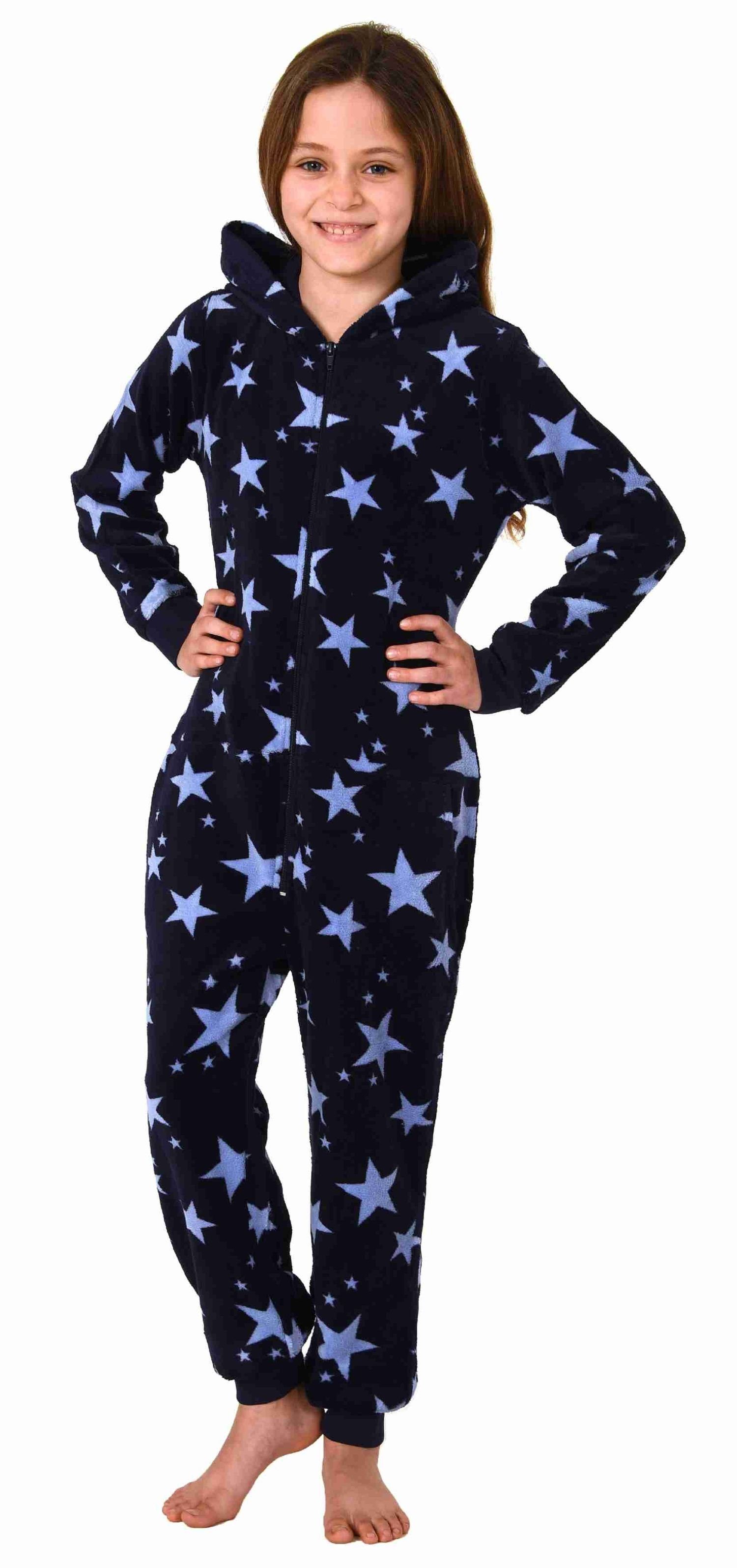 Normann Pyjama Mädchen Jumpsuit Overall Schlafanzug langarm in Sterne Optik – Bild 4 von 5