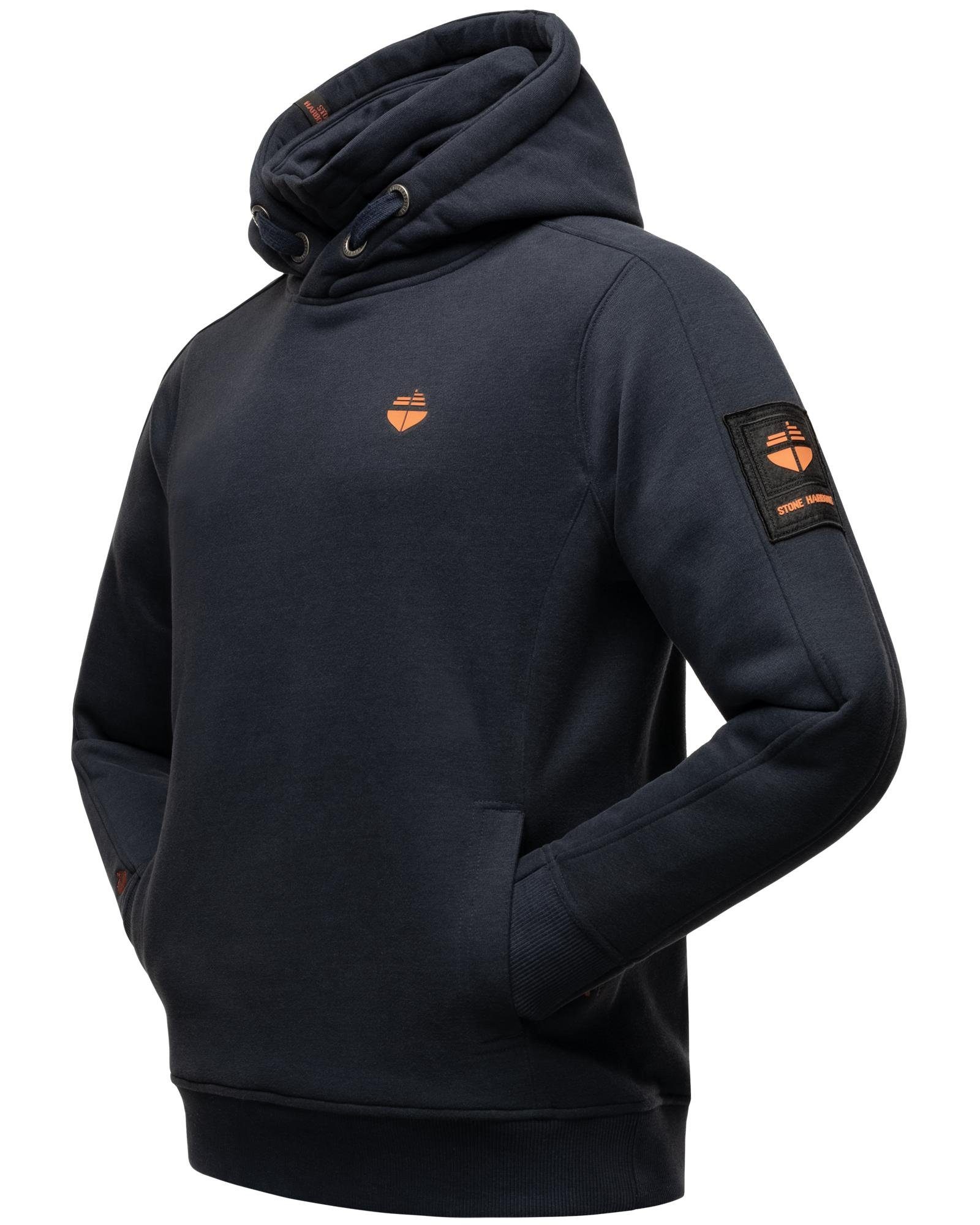 [Super günstig] Stone Harbour Hoodie Emilio dunkelblau hohem Eduardo Kragen mit und Herren Kapuze Sweatshirt