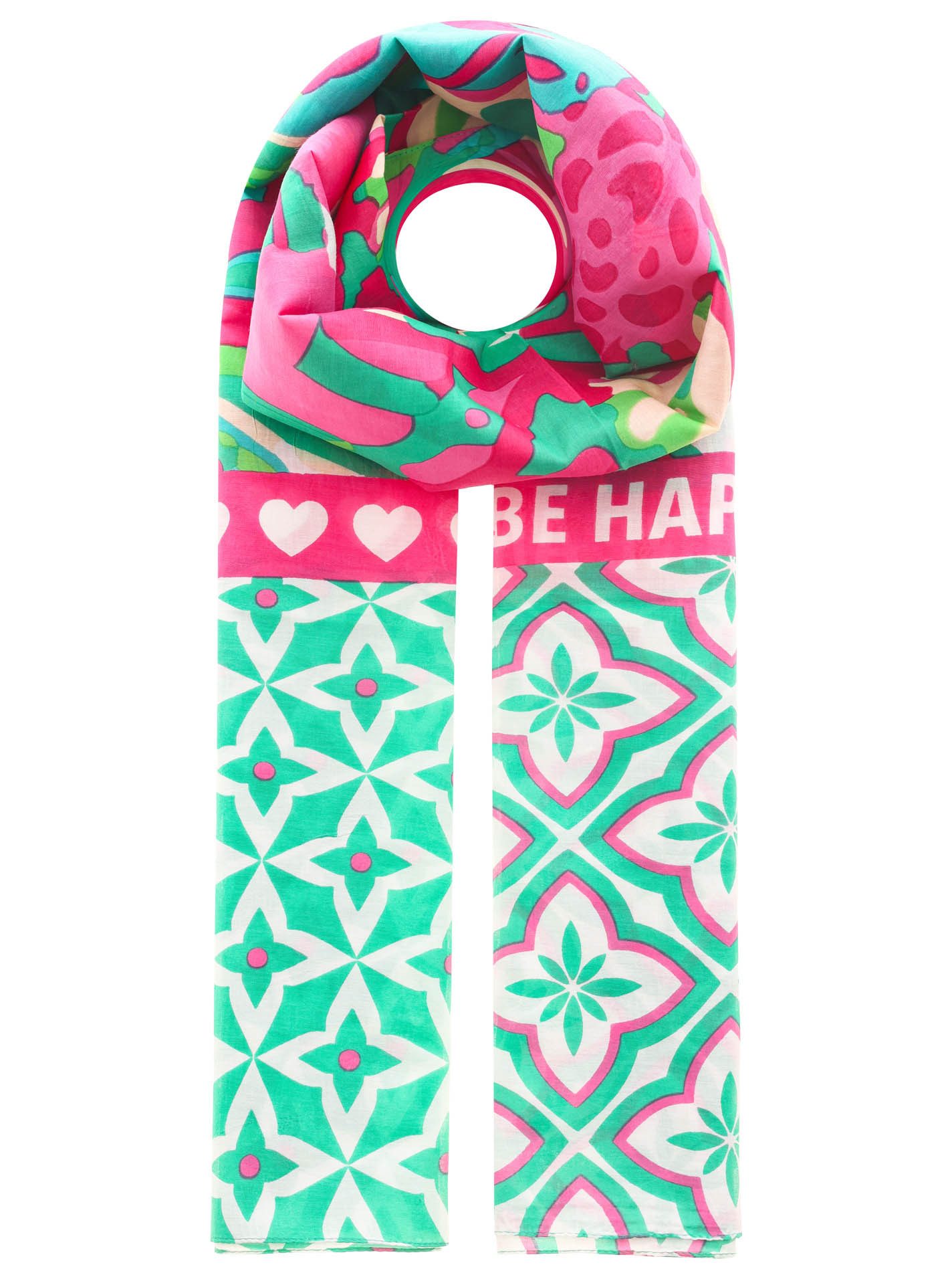 Zwillingsherz Modeschal "Shine And Be Happy", mit Blumen und Mustermix günstig online kaufen