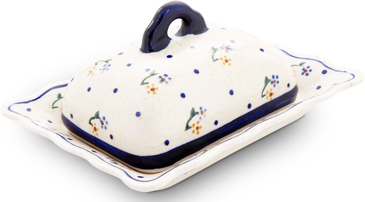 Bunzlauer Keramik Butterdose Bunzlauer Keramik Butterdose für 1/2 Stück Butter Wellenform Dekor 111, Keramik