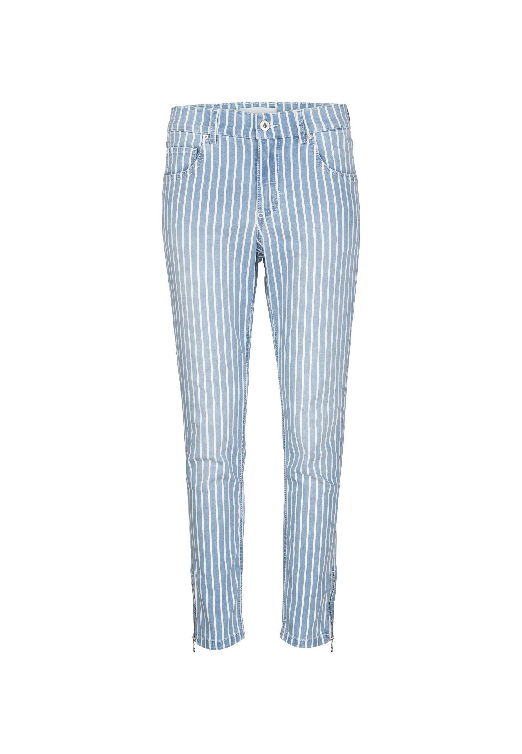 mit Jeans Slim-fit-Jeans Zip Skinny Reißverschluss mit Ankle hellblau ANGELS Streifen