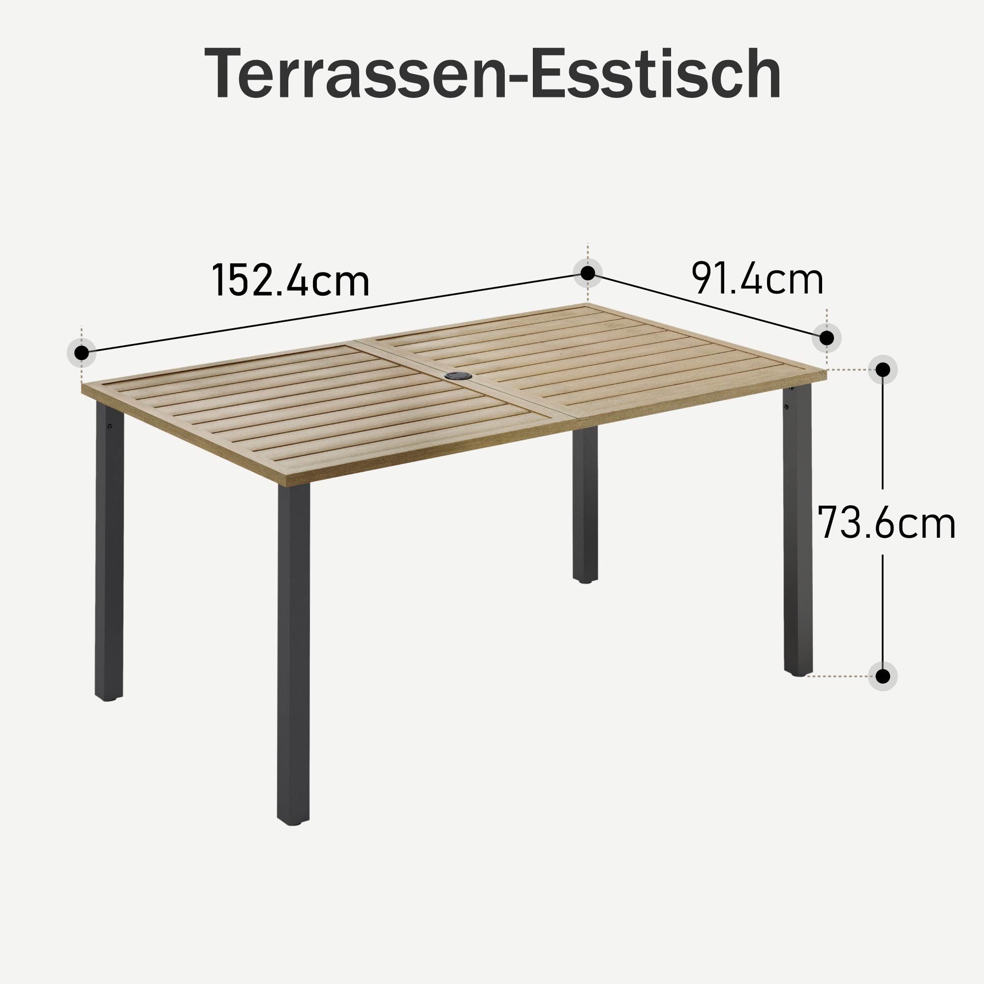 PHI VILLA Gartentisch (4cm Schirmloch für günstig online kaufen