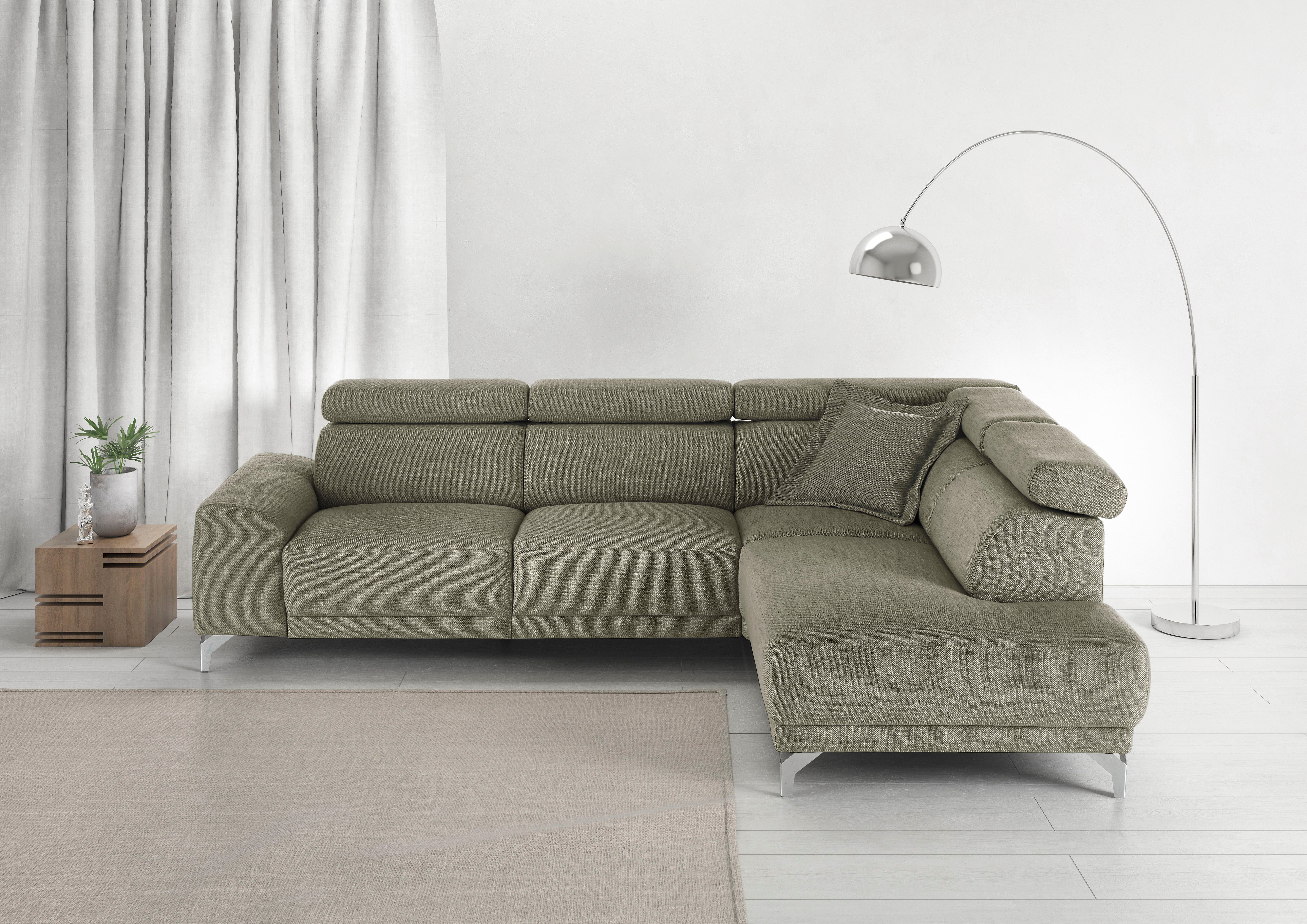 3C Candy Ecksofa Greve Sofa immer mit manuelle Kopfteilverstellungen, modern, elegant, wahlweise motorischer Sitzvorzug, bequem und zeitlos, L-Form