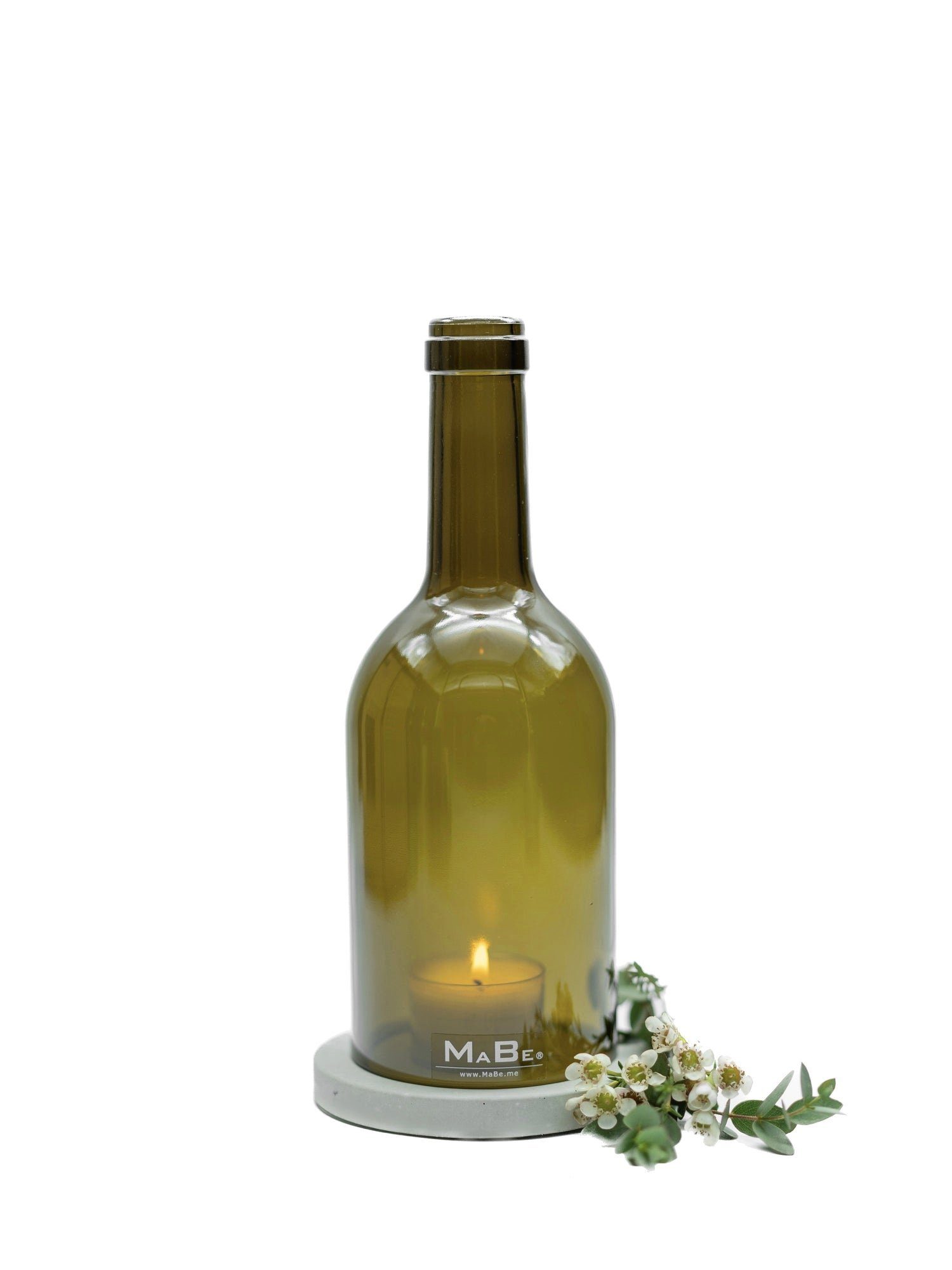 MaBe® Dekoobjekt Windlicht klein grauer oliv, Untersetzer