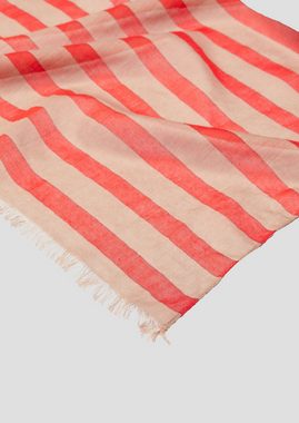 Comma Halstuch Leichter Schal mit All-over-Print aus Baumwollmix, Fransen