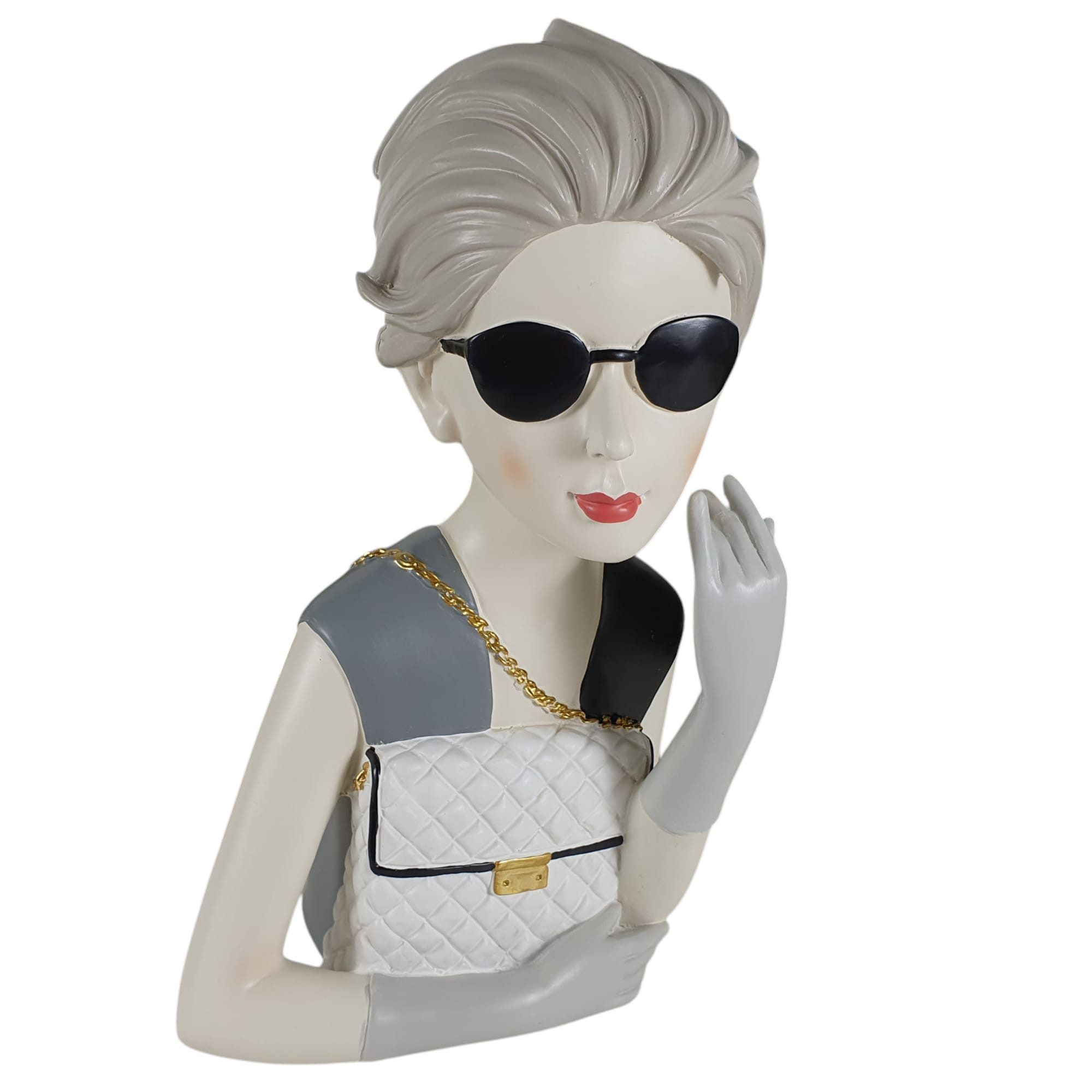 Aspinaworld Dekofigur Deko Frauenbüste mit Tasche und Sonnenbrille 29 cm