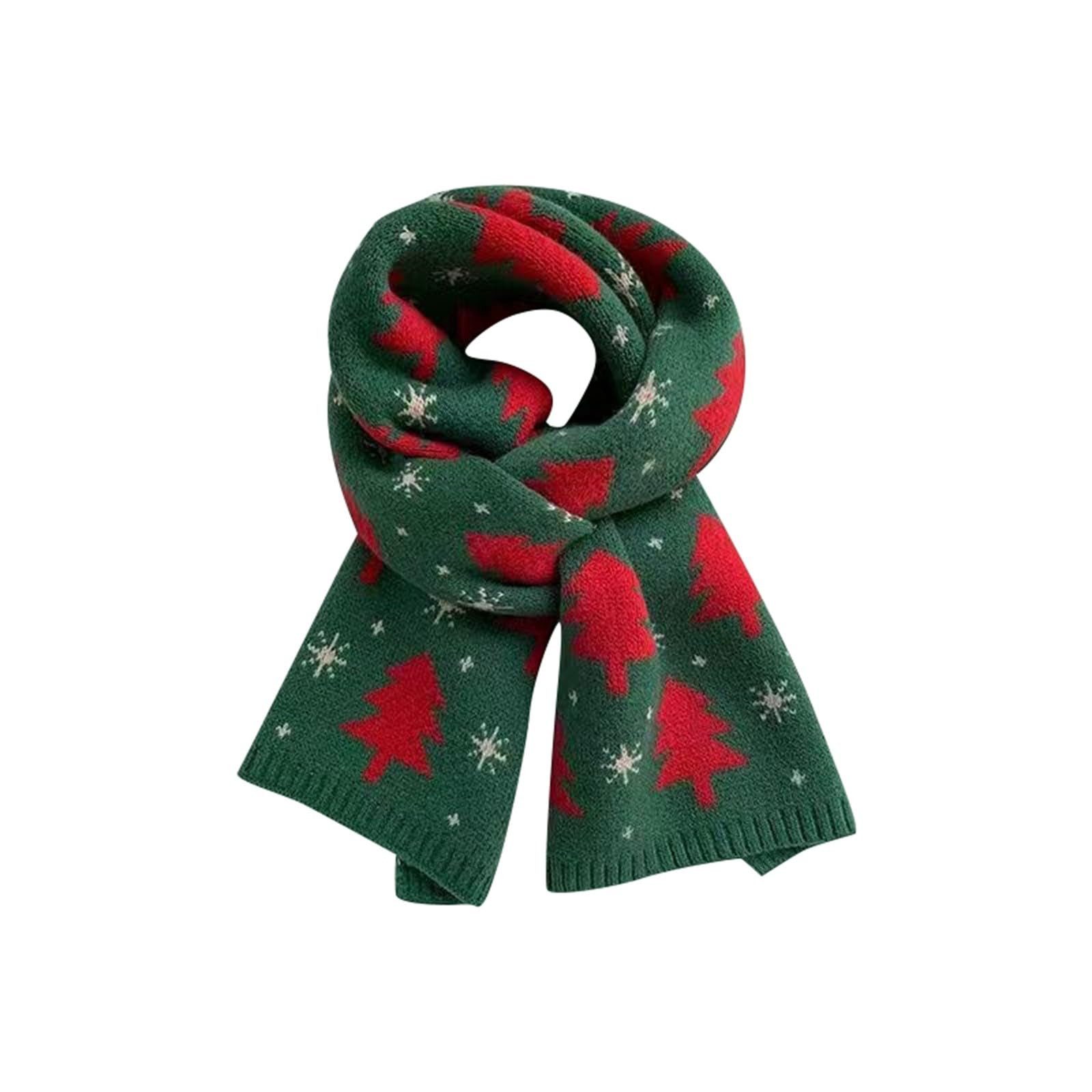 FOUORTUNATE-BEE Modeschal Winter-Schal mit Weihnachtsmotiven für Feste und Feiern, Schneemann- und Tannenbaum-Schal als festliches Accessoire