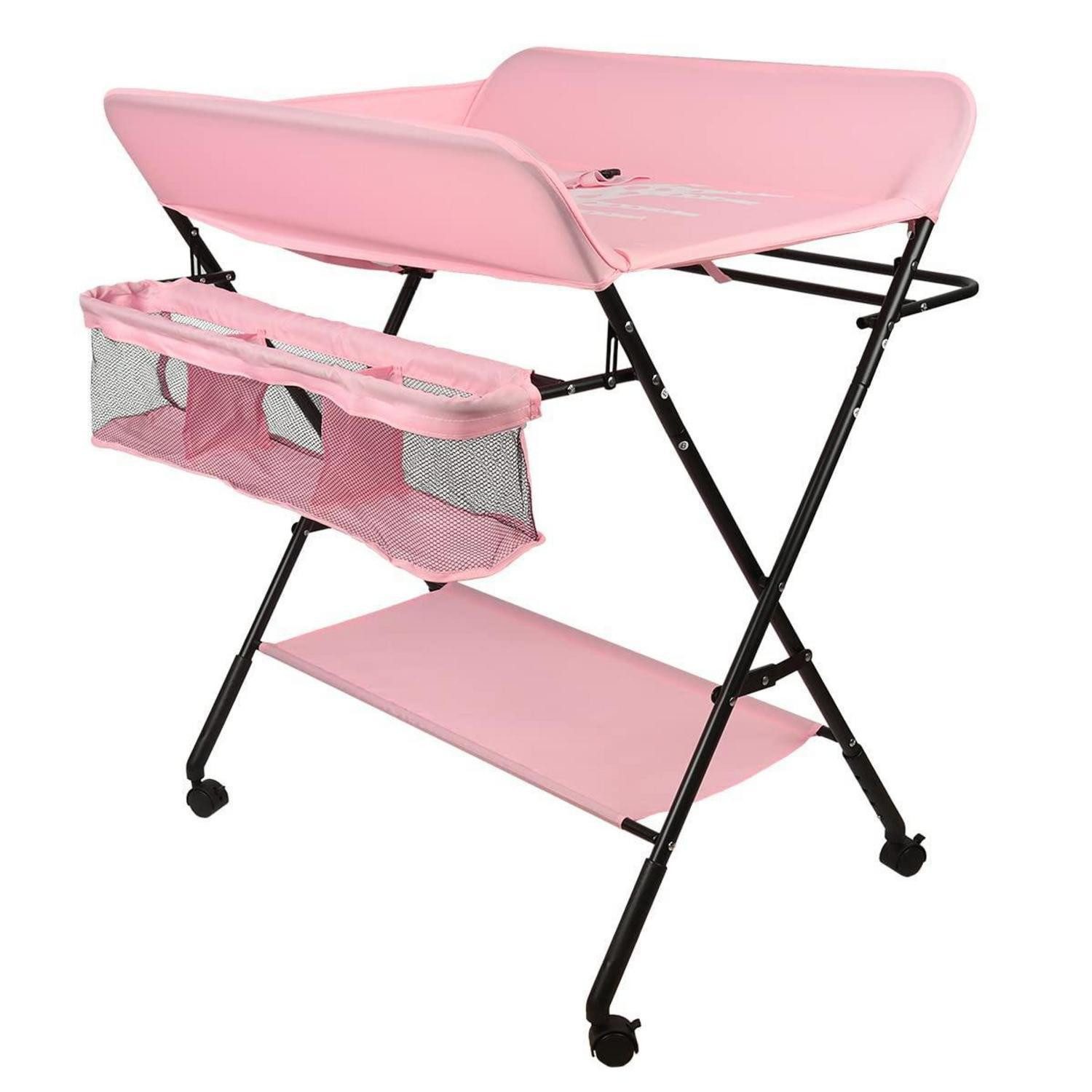 LuxusKollektion Wickelkommode Wickeltisch klappbar dunkelrosa