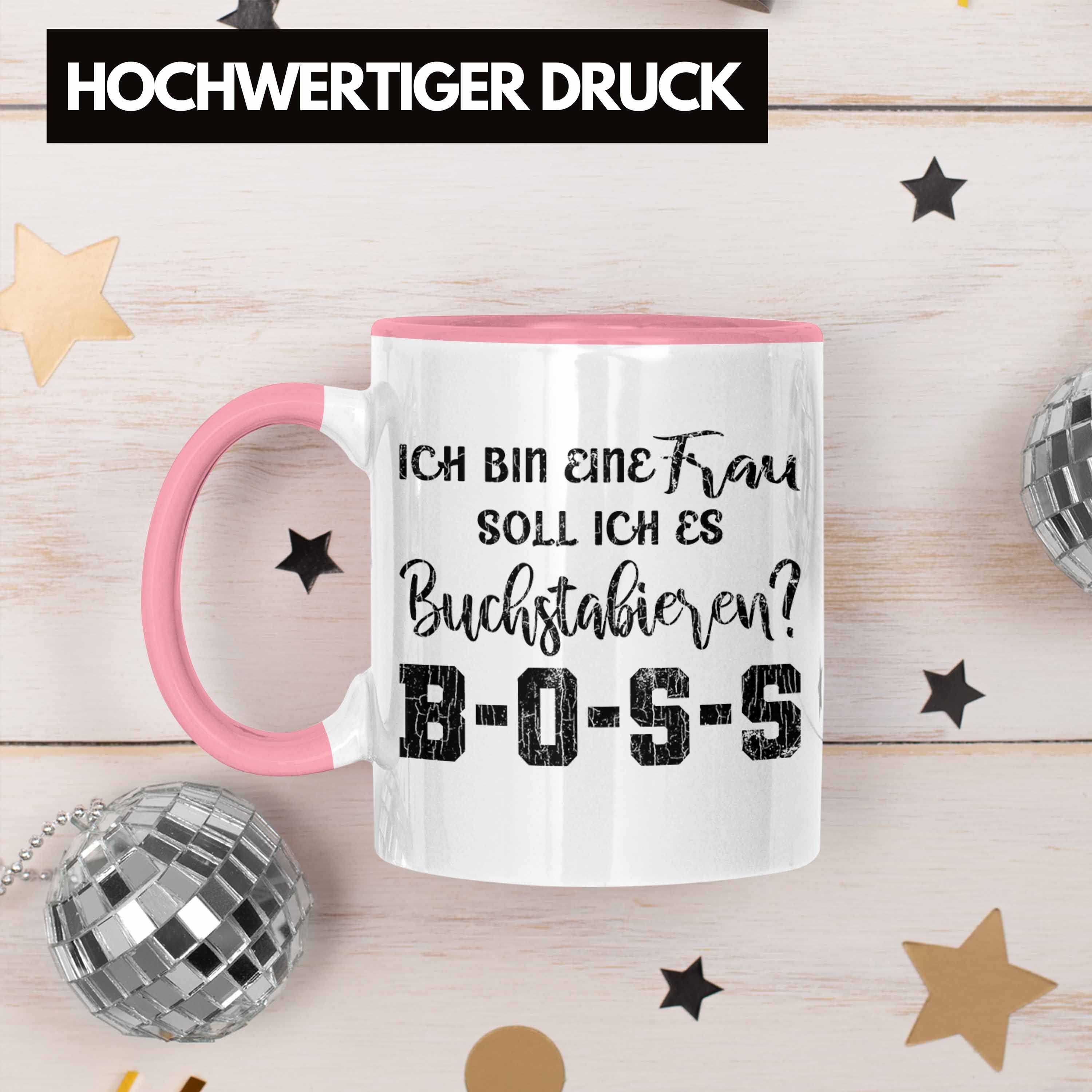 Trendation Tasse Trendation Lustige Frau Frauen Mama Tasse Spruch Kaffeetasse - Rosa Boss mit Geschenk Spruch Sprüche