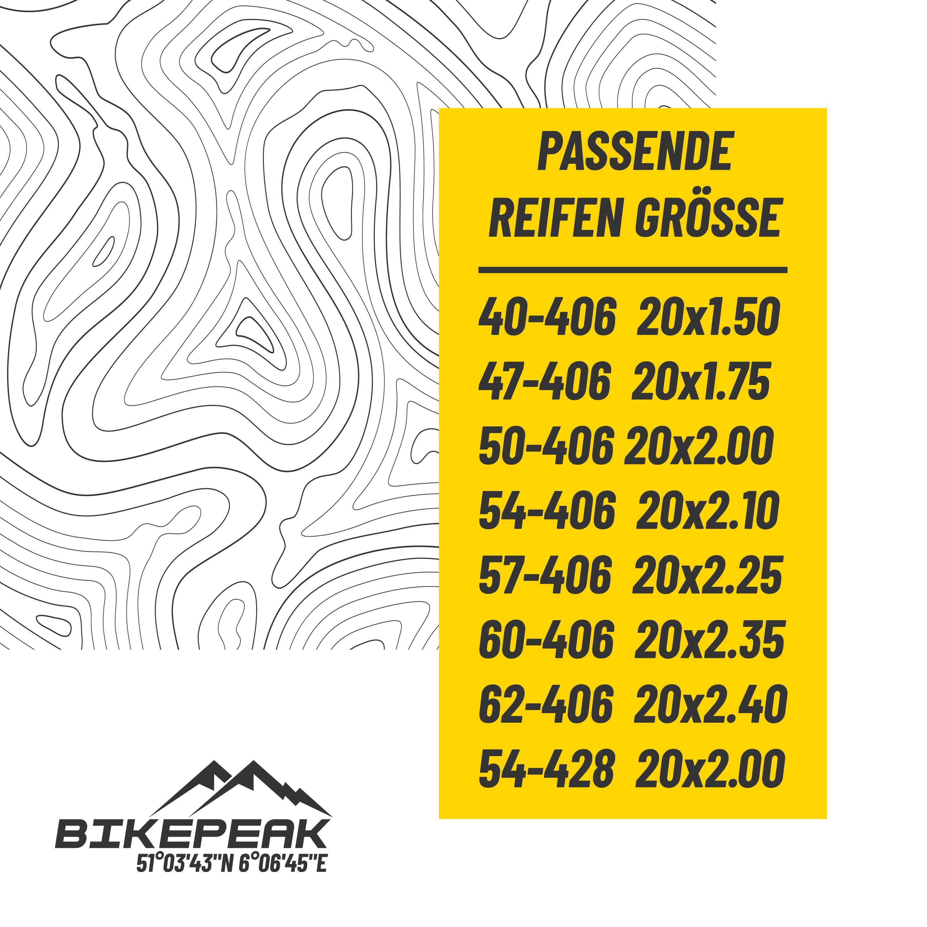 BikePeak Fahrradschlauch BikePeak 2x Fahrradschlauch Zugtaps Kids 20 Zoll AV-40mm 40/62-406