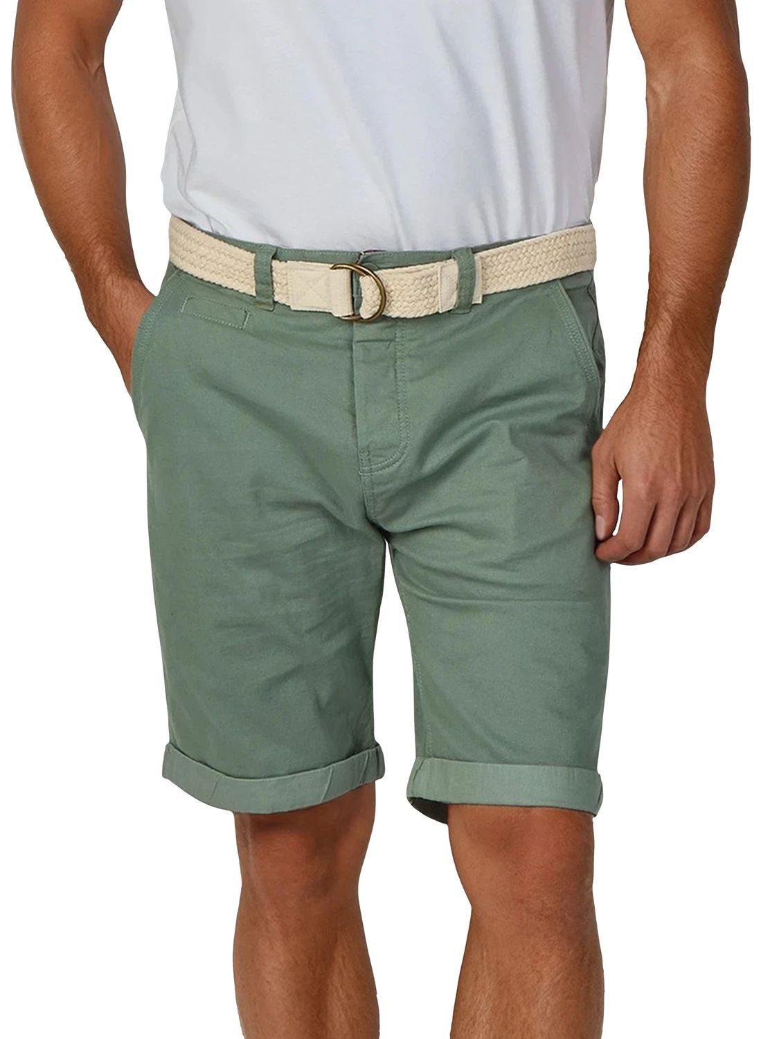 riverso Chinoshorts Herren Shorts RIVHenry Regular Fit Bermudashorts mit Gürtel