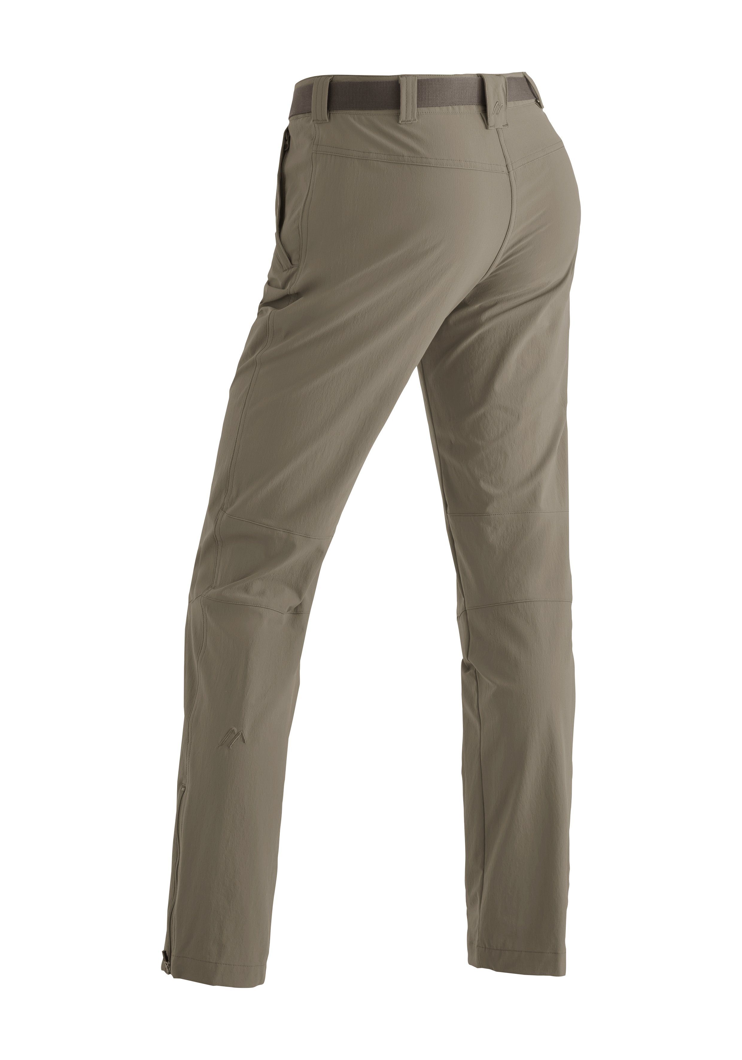 Funktionshose slim Inara Material elastischem Damen dunkelbeige Wanderhose, aus Maier Sports Outdoor-Hose