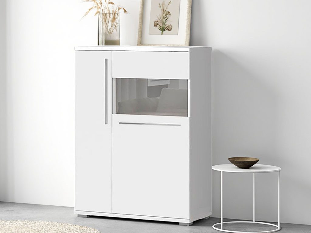 OTTO home Highboard Piano Vitrine (H/B/T): 123/90/40,2cm), UV lackiert, Soft-Close Funktion